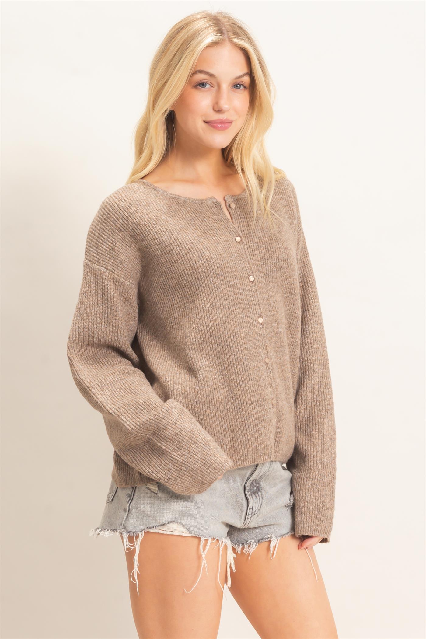 Wholesale Ribbed Cardigan Cardigans HF26E630 BROWN HYFVE