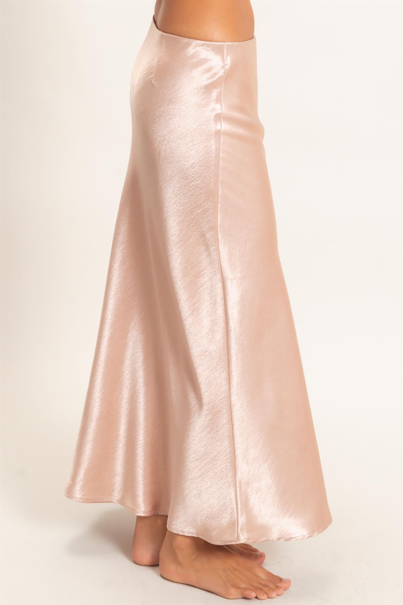 Wholesale Satin Midi Skirt Skirts DZ26C962 DARK TAUPE DOUBLE ZERO