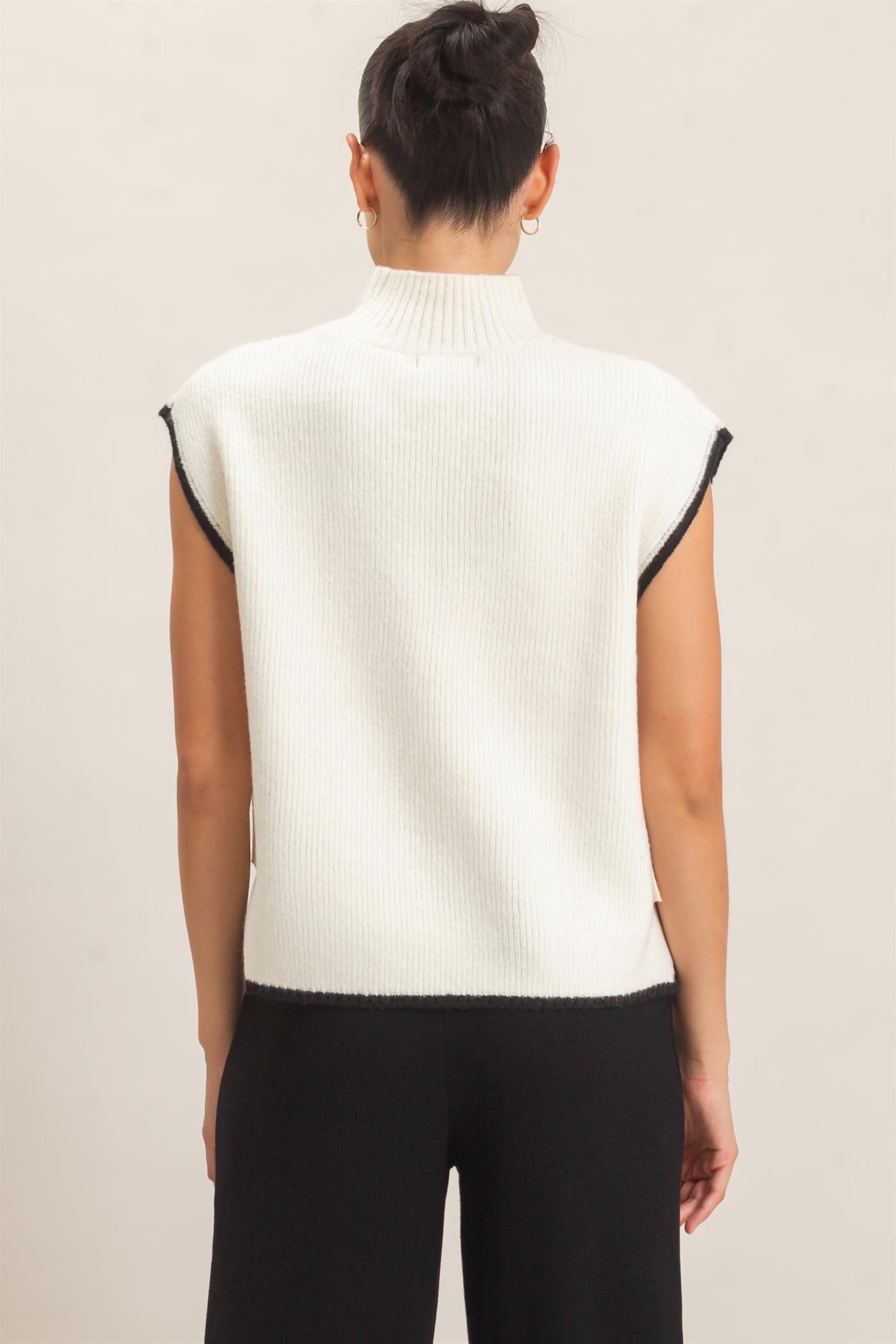 Wholesale High Neck Sweater Vest Sweaters HF26F137 CREAM HYFVE