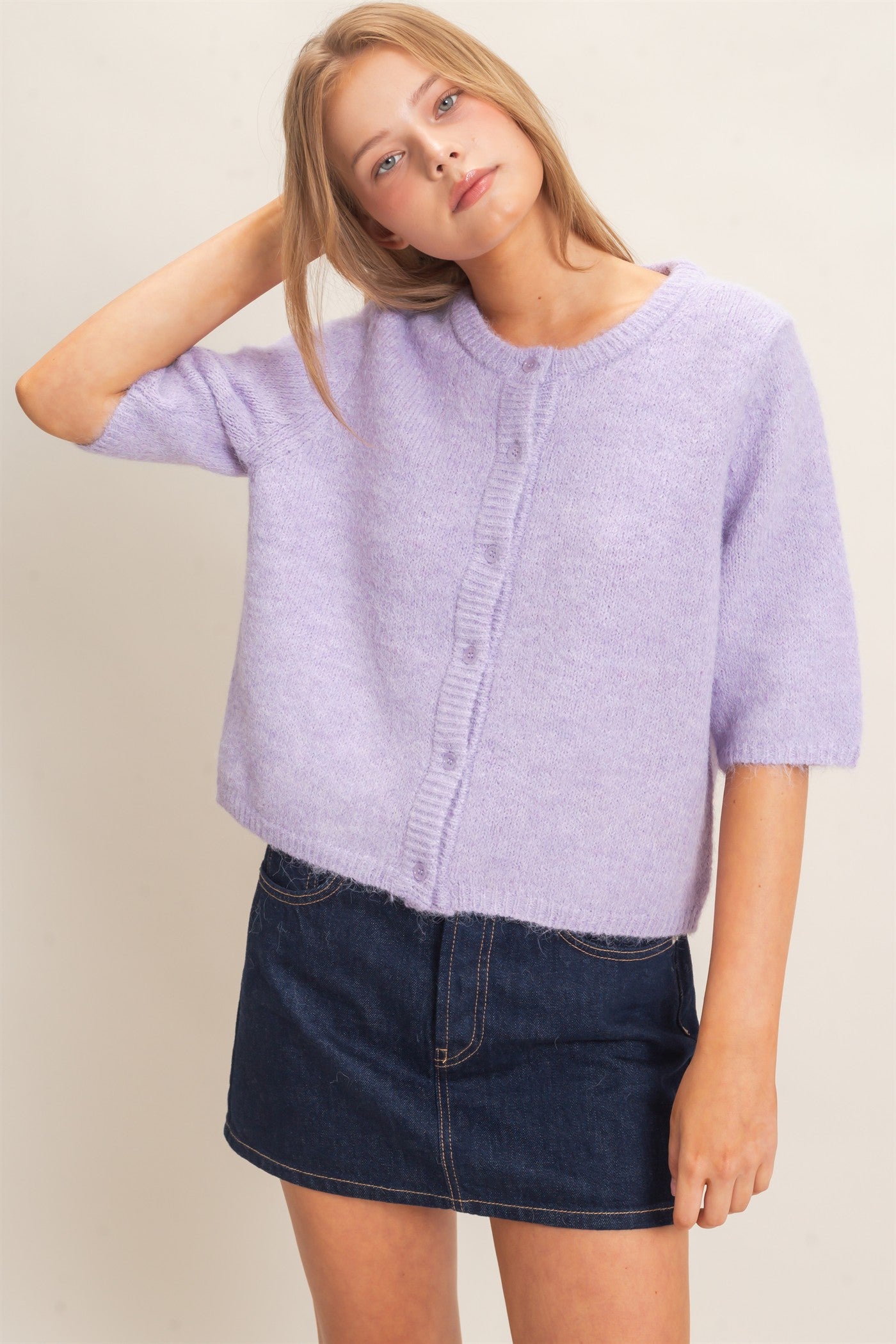 Wholesale Button-Up Cardigan Cardigans HF26E228 LIGHT LILAC HYFVE