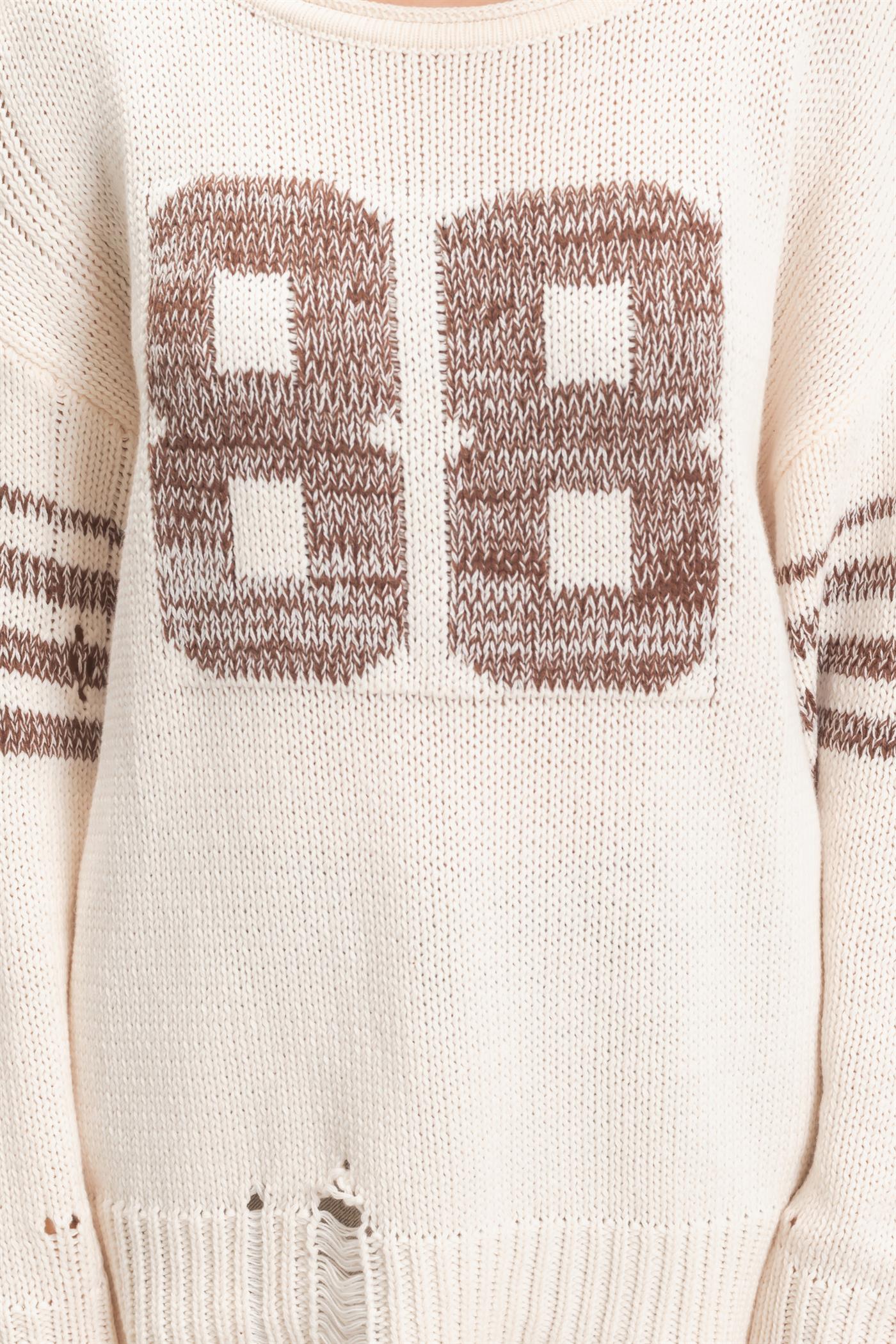 Wholesale Oversized Number Knit Sweater Sweaters HF26E687 WHITE SWAN HYFVE