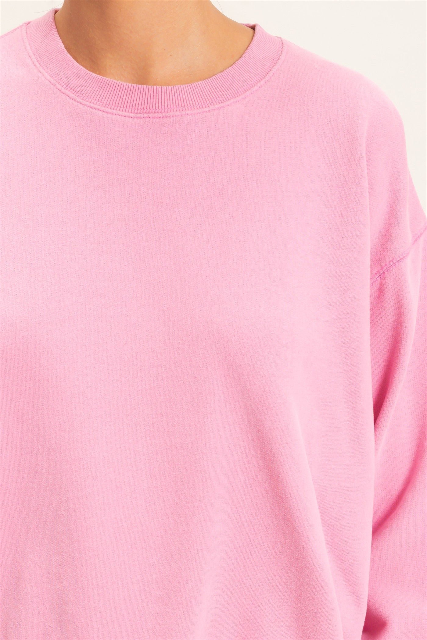 Wholesale Acid Wash Crew Neck Sweatshirt Sweatshirts DZ26E082 PINK DOUBLE ZERO