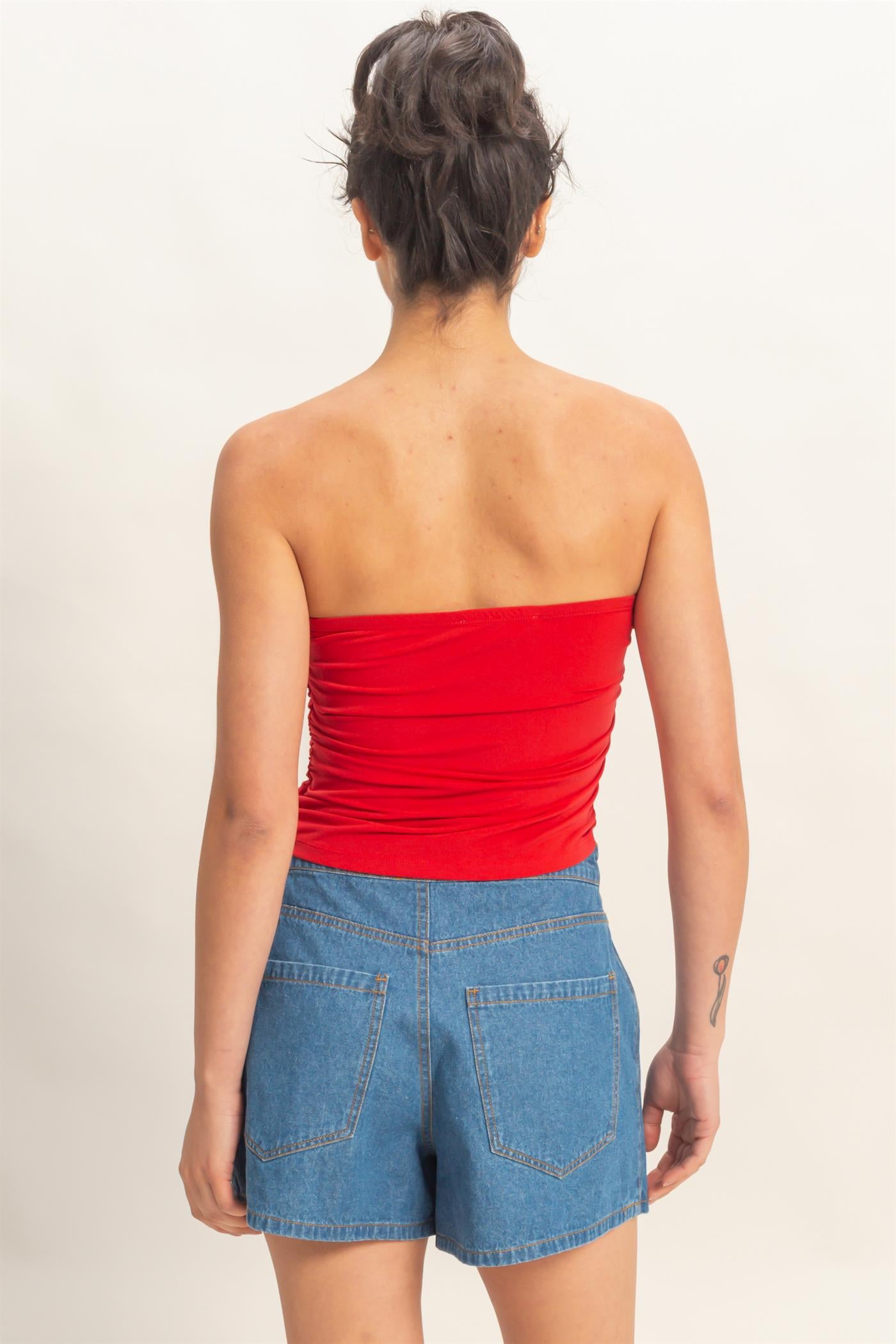 Wholesale Ruched Bandeau Top Clothing Tops DZ26C334 RED DOUBLE ZERO