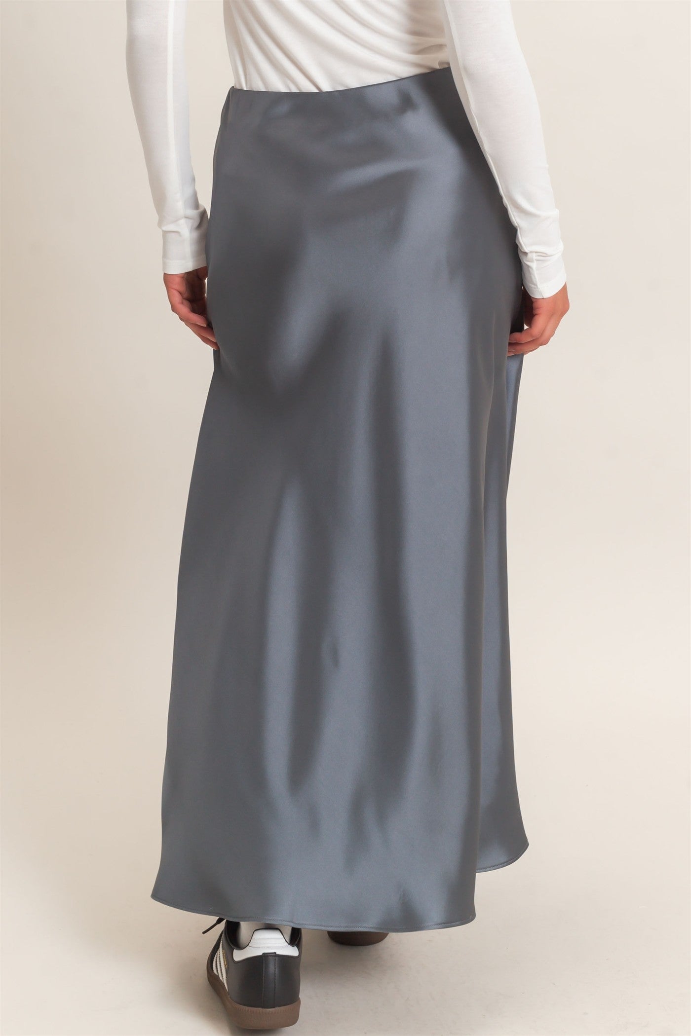 Wholesale Satin Maxi Skirt Skirts DZ26C970 DARK GRAY DOUBLE ZERO