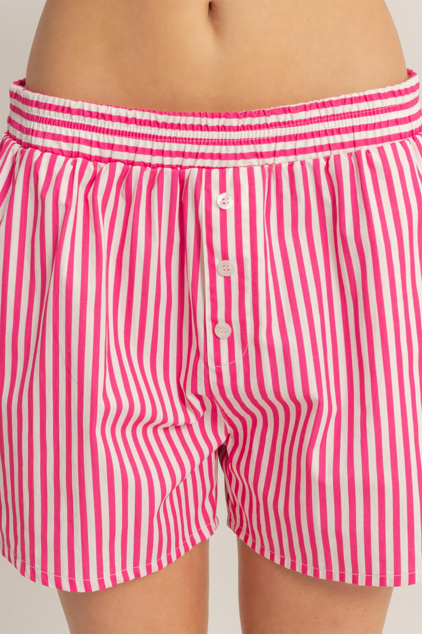 Wholesale Striped Elastic Waist Boxer Shorts Shorts DZ26C039 PINK DOUBLE ZERO