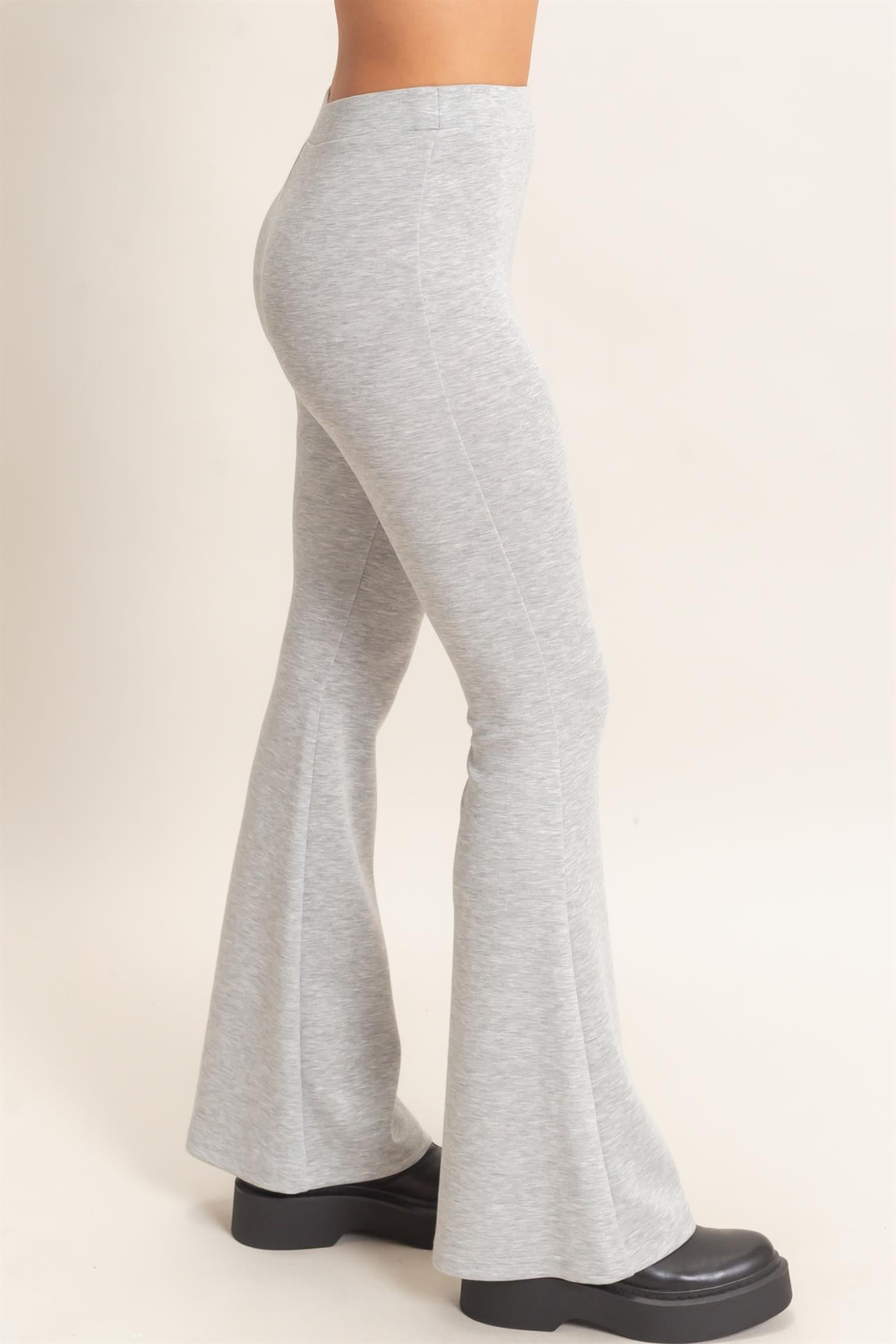 Wholesale Flared Elastic Waist Pants Pants DZ26E393 HEATHER GRAY DOUBLE ZERO