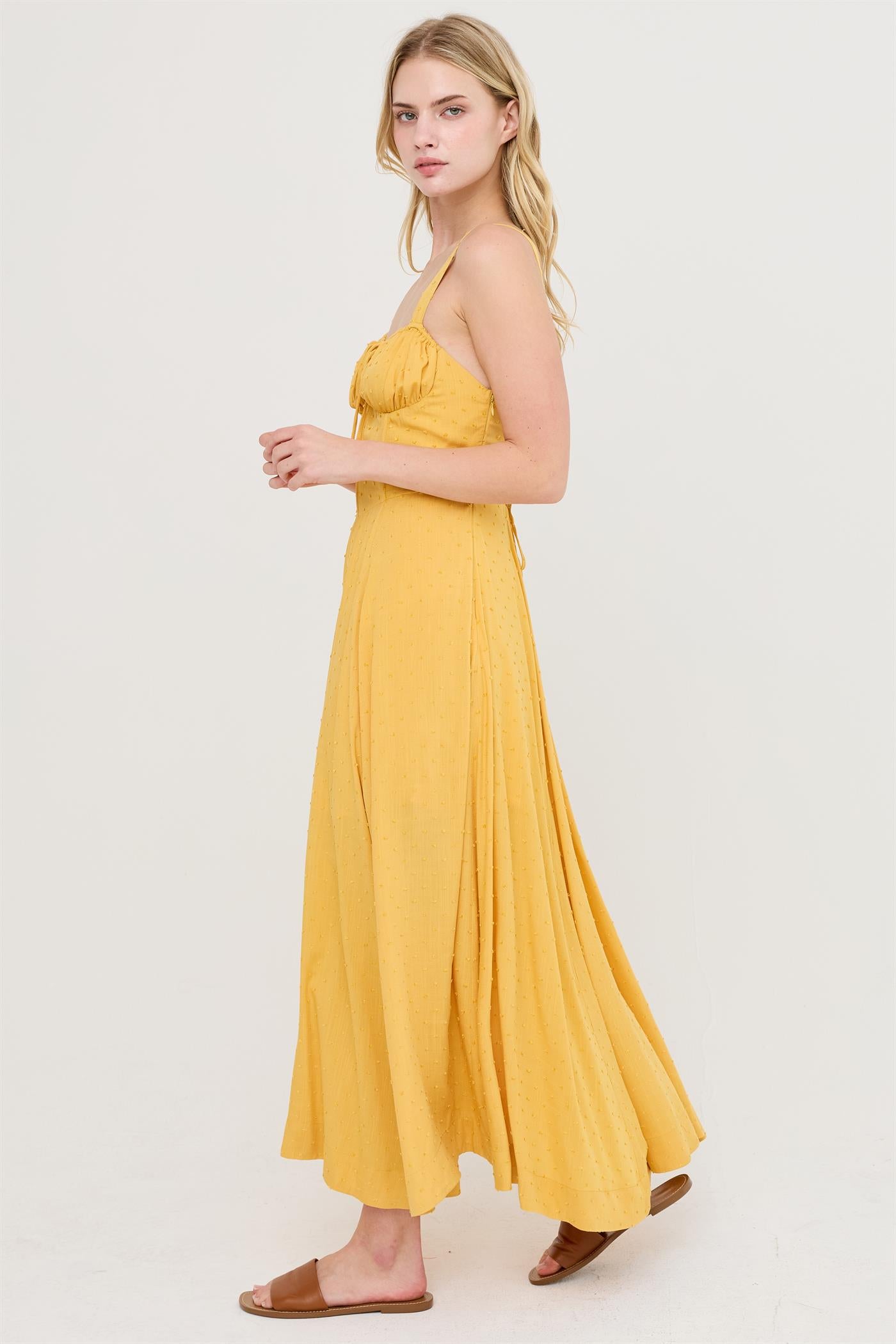 Wholesale Boned Tie-Back Dress Dresses HF25E875 MUSTARD YELLOW HYFVE