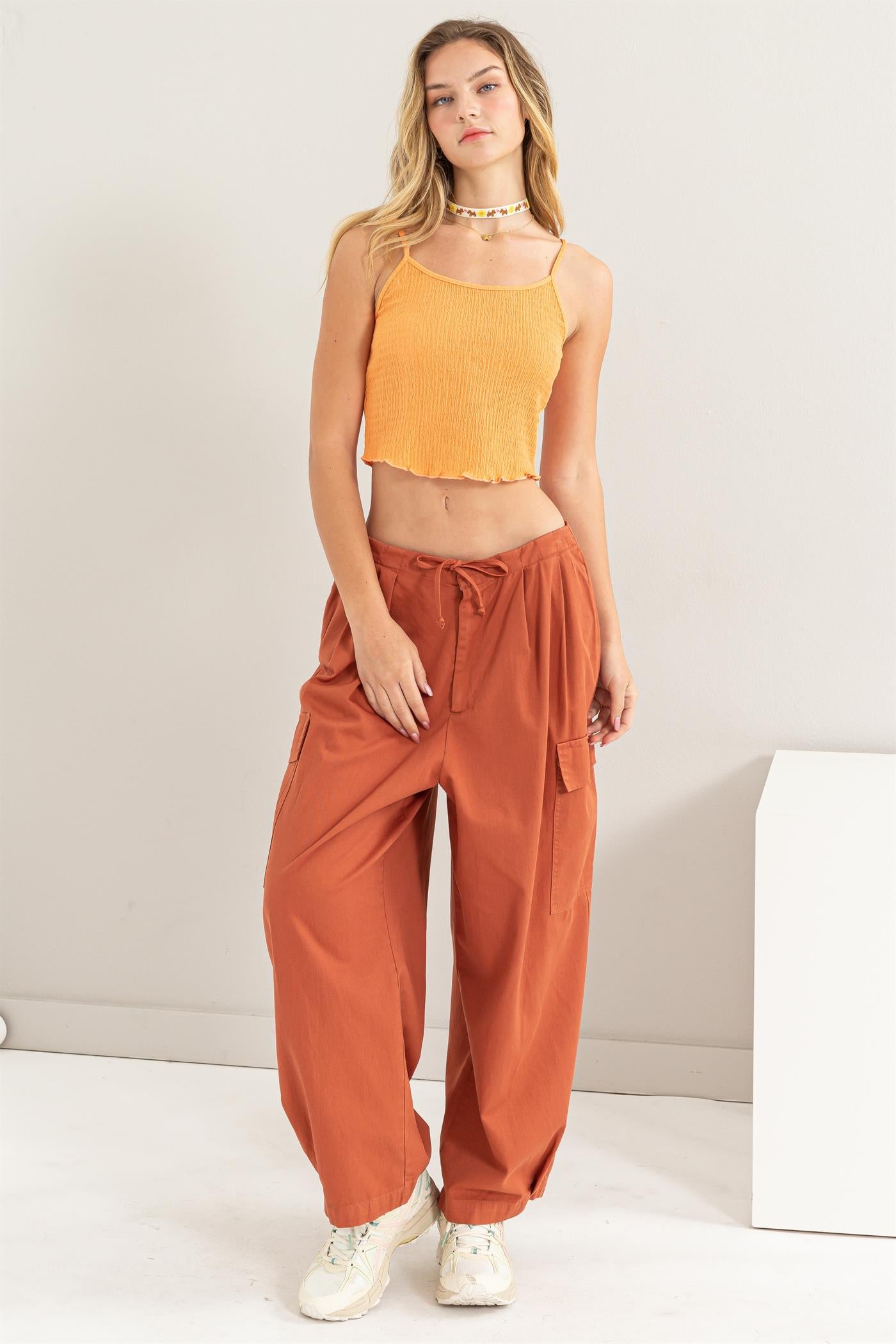 Wholesale Crop Cami Top Clothing Tops DZ24C836 ORANGE DOUBLE ZERO