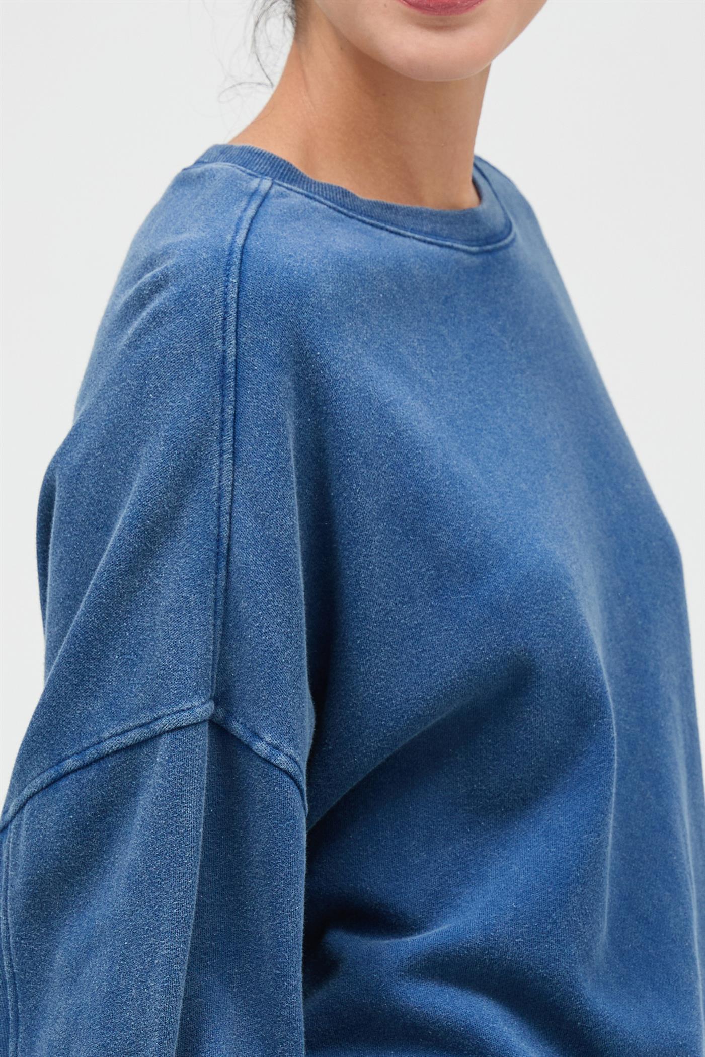 Wholesale Acid Wash Oversized Sweatshirt Sweatshirts DZ26A984 NAVY DOUBLE ZERO