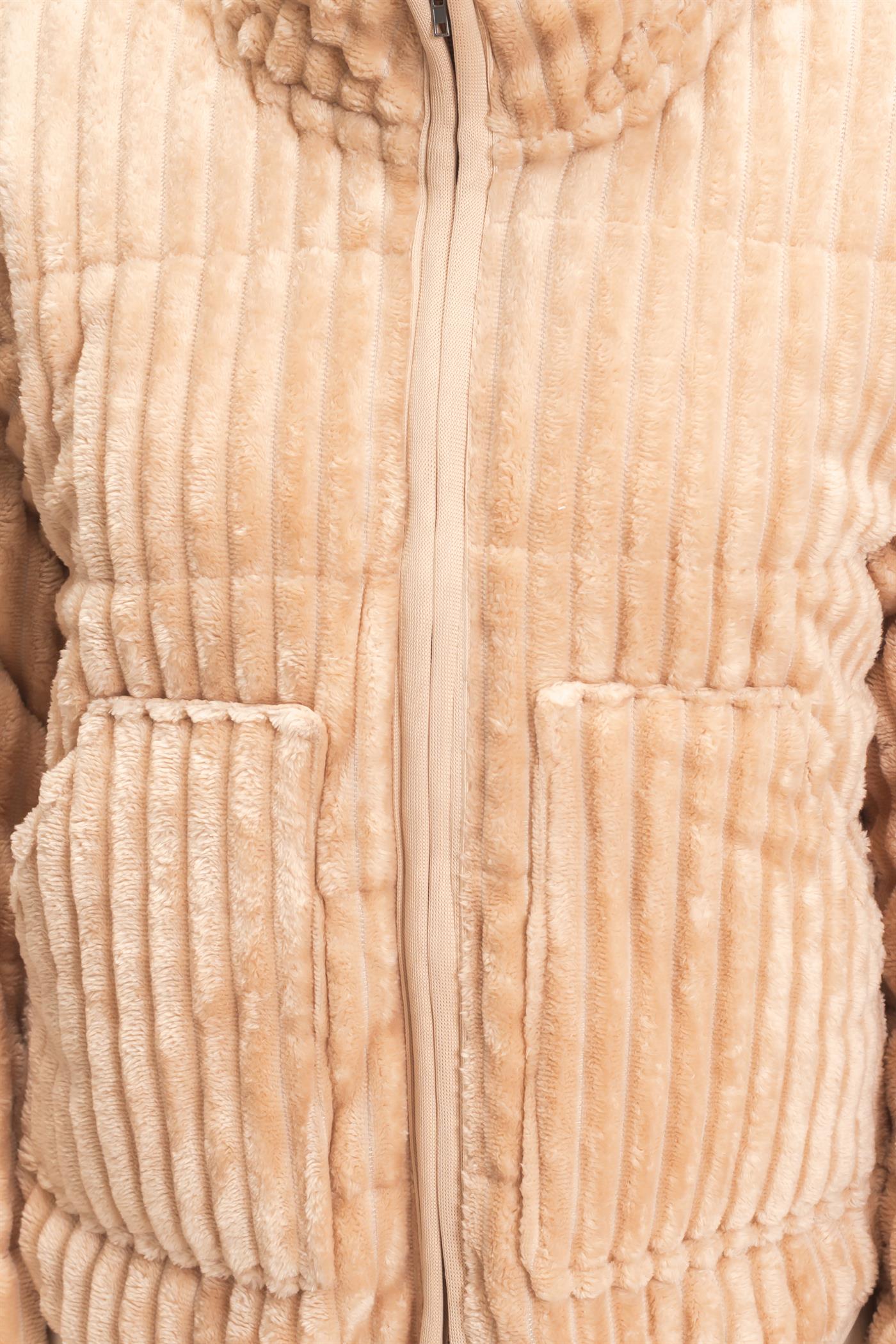 Wholesale Quilted Corduroy Zip-Up Jacket Coats & Jackets HF26E753 BEIGE HYFVE