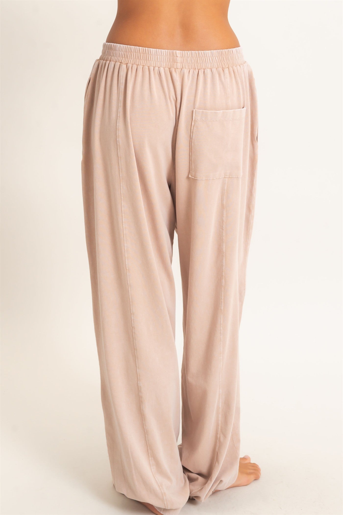 Wholesale Mineral Wash Elastic Waist Jogger Pants Joggers DZ26F405 DARK TAUPE DOUBLE ZERO