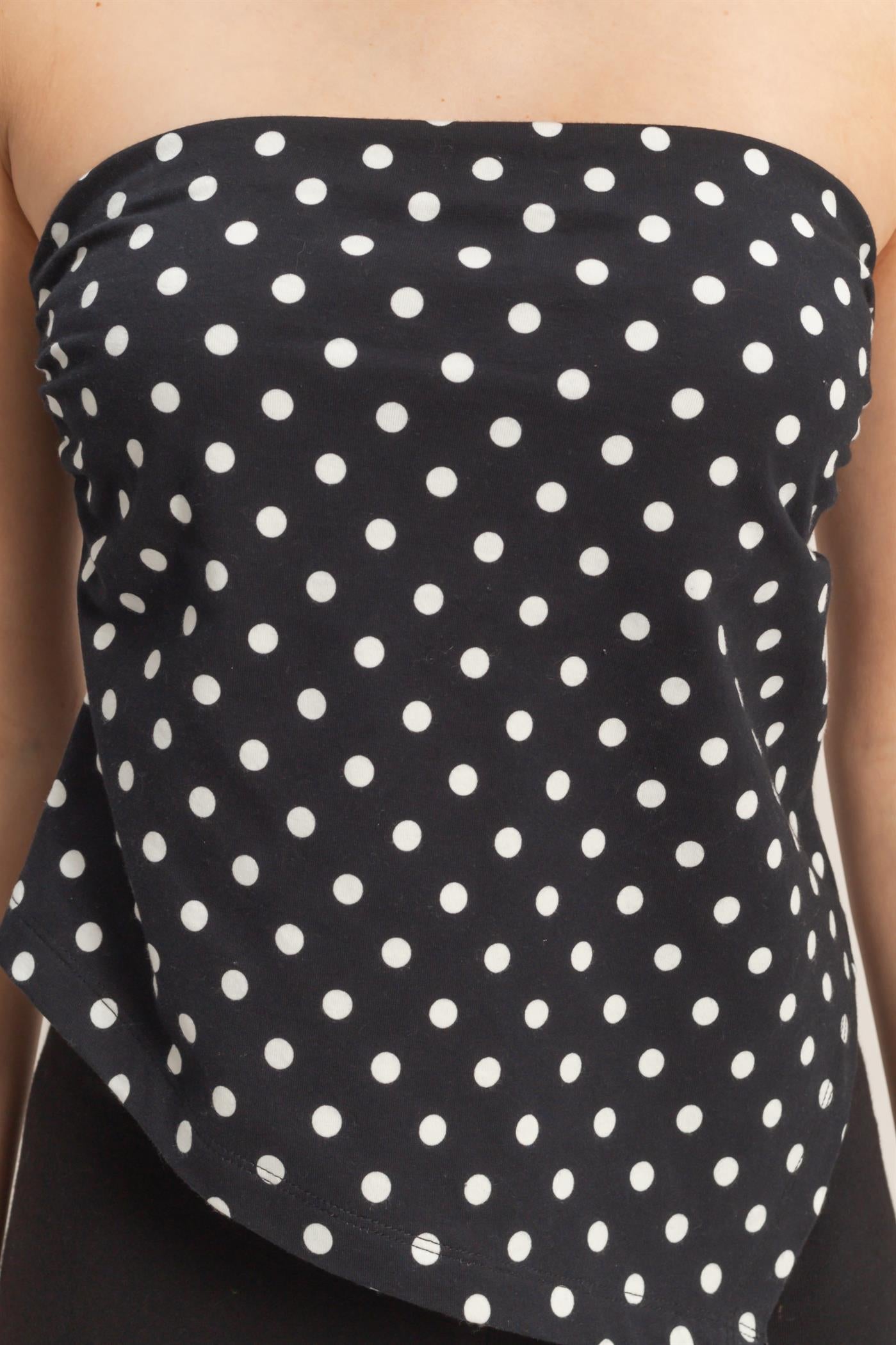 Wholesale Polka Dot Triangle Tube Top Clothing Tops DZ26C347 BLACK DOUBLE ZERO