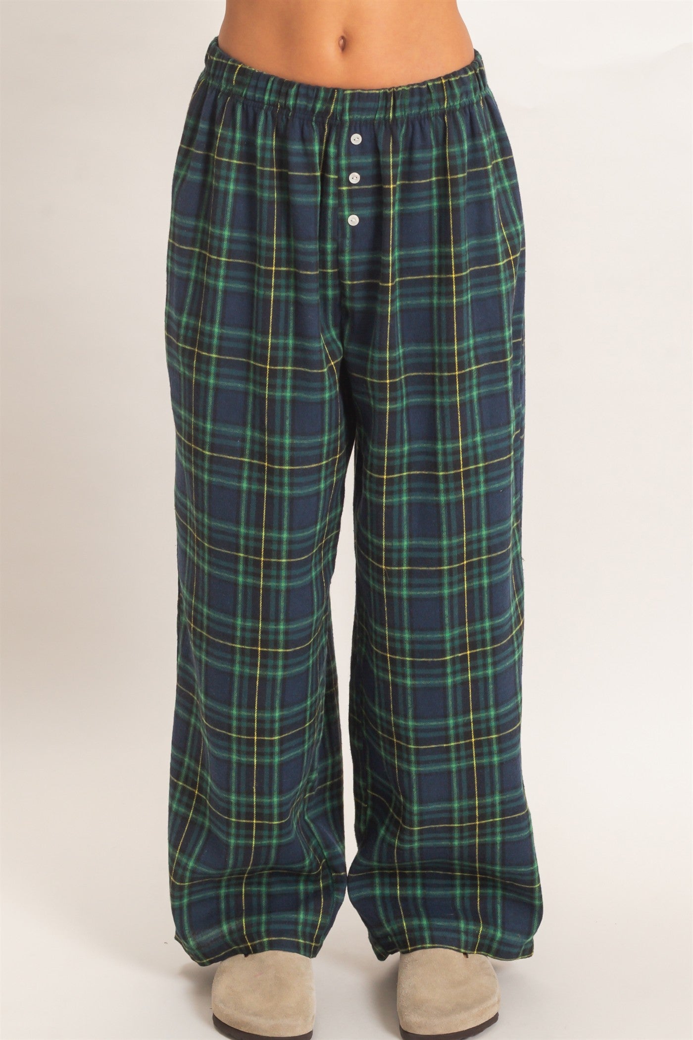 Wholesale Plaid Wide-Leg Pants Pants DZ26F271 GREEN DOUBLE ZERO