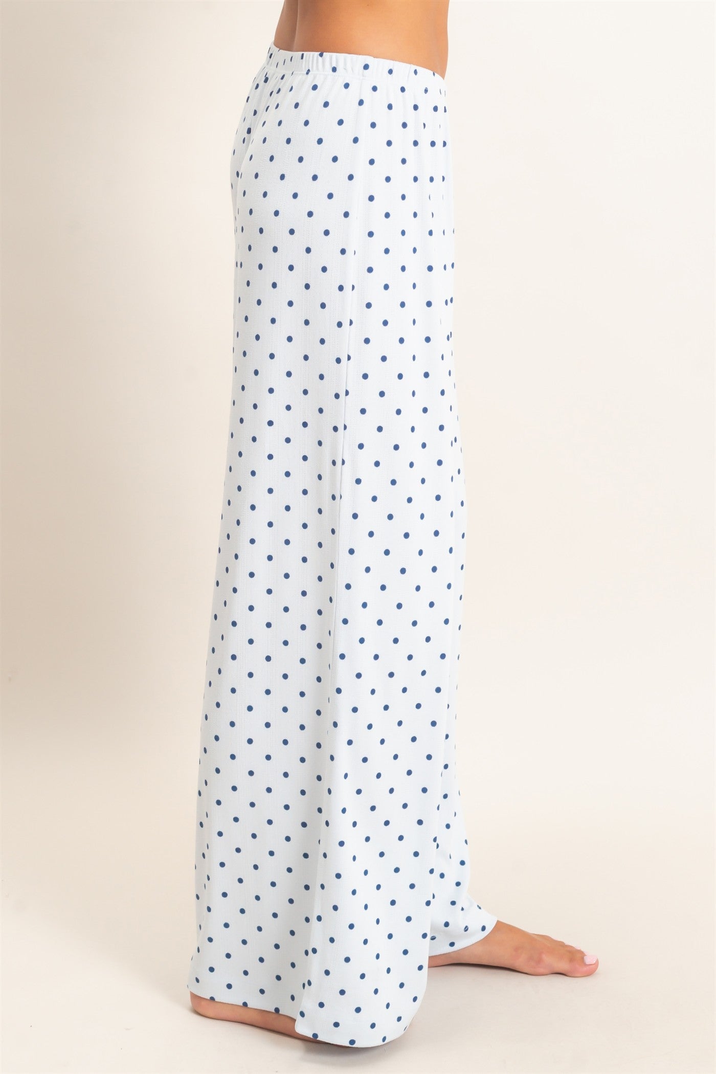 Wholesale Polka Dot Wide Leg Pants Pants DZ27A168 LIGHT BLUE DOUBLE ZERO