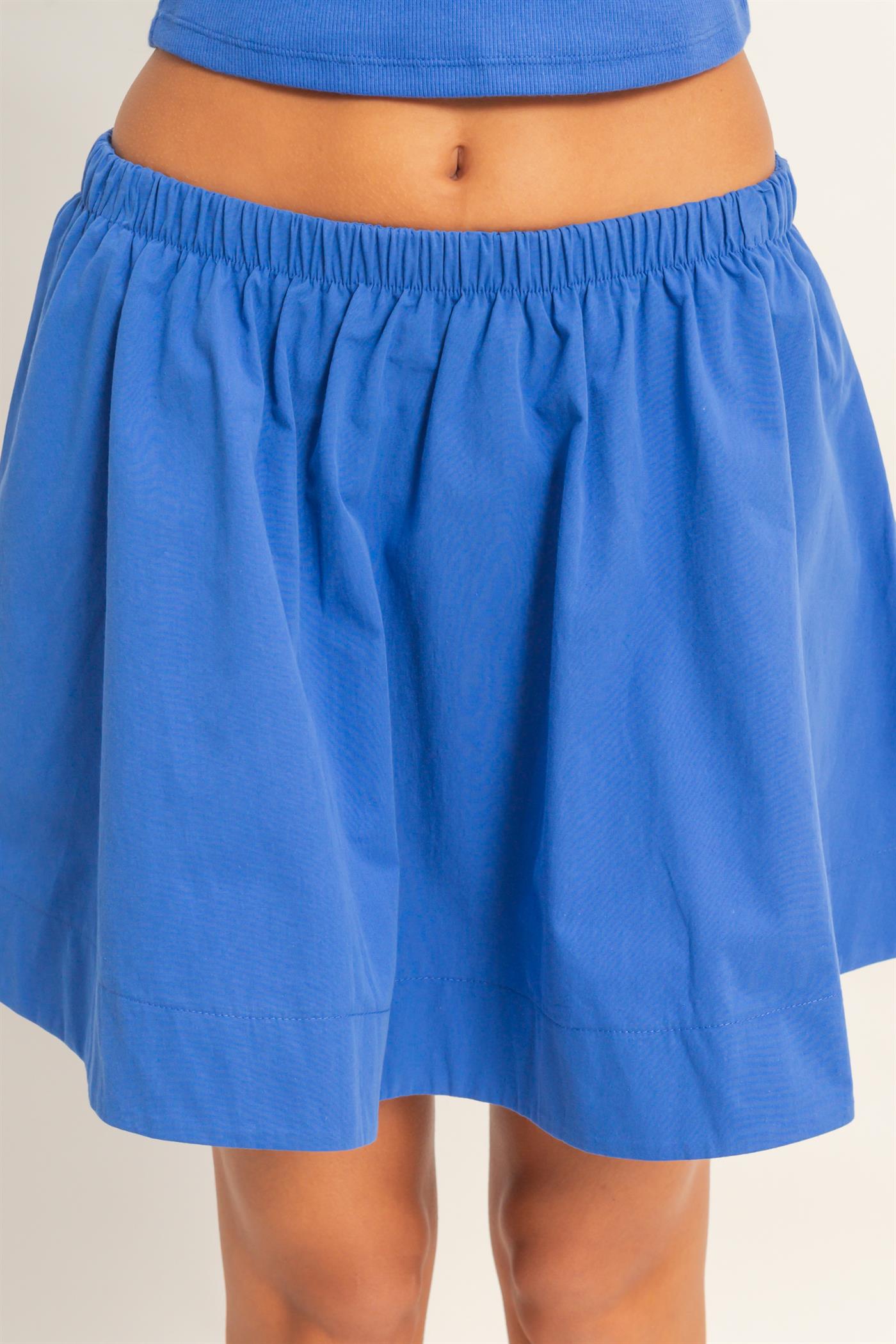 Wholesale Sleeveless Ribbed Top And Skirt Set Clothing DZ26C346-SET COBALT DOUBLE ZERO