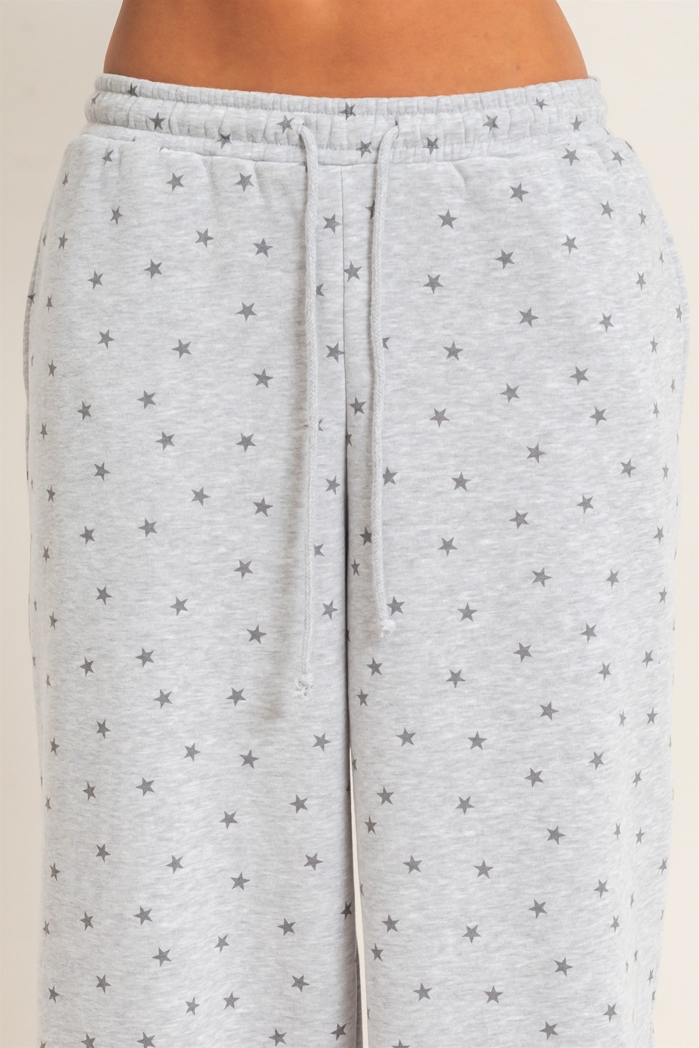 Wholesale Star Print Elastic Waist Jogger Pants Joggers DZ26E287 HEATHER GRAY DOUBLE ZERO