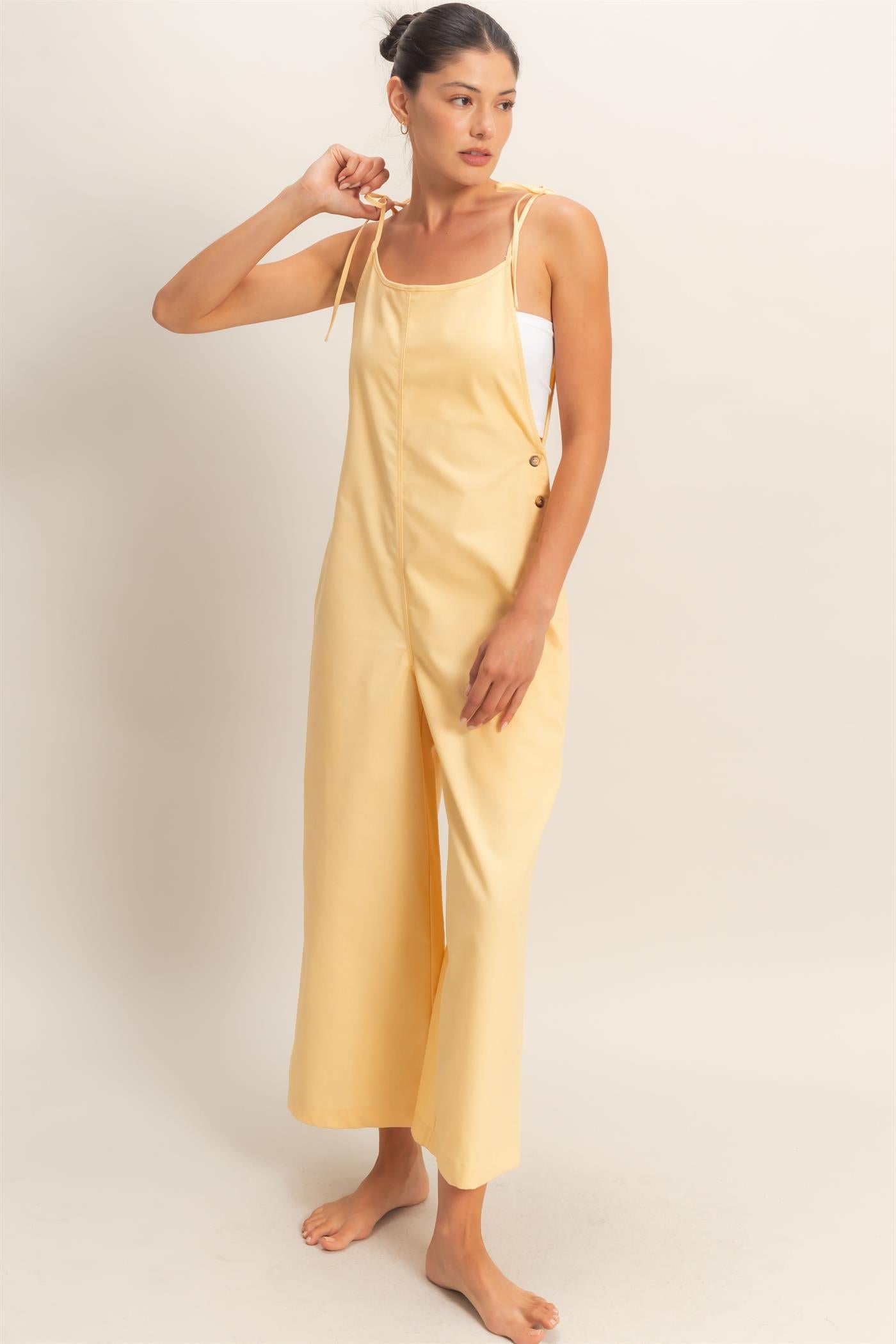 Wholesale Adjustable Strap Jumpsuit Clothing HF26A799 LIGHT YELLOW HYFVE