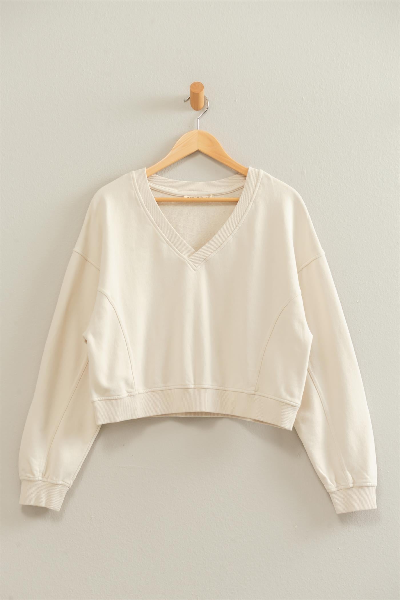 Wholesale Snow Wash V-Neck Sweatshirt Sweatshirts DZ26C844 ALPACA DOUBLE ZERO
