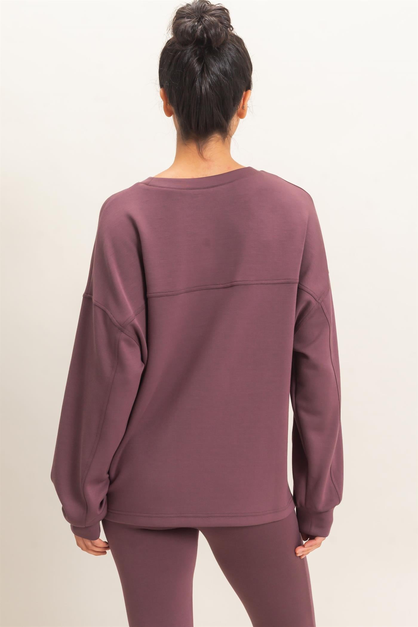 Wholesale Oversized Crew Neck Top Sweatshirts DZ26E388 COCOA DOUBLE ZERO