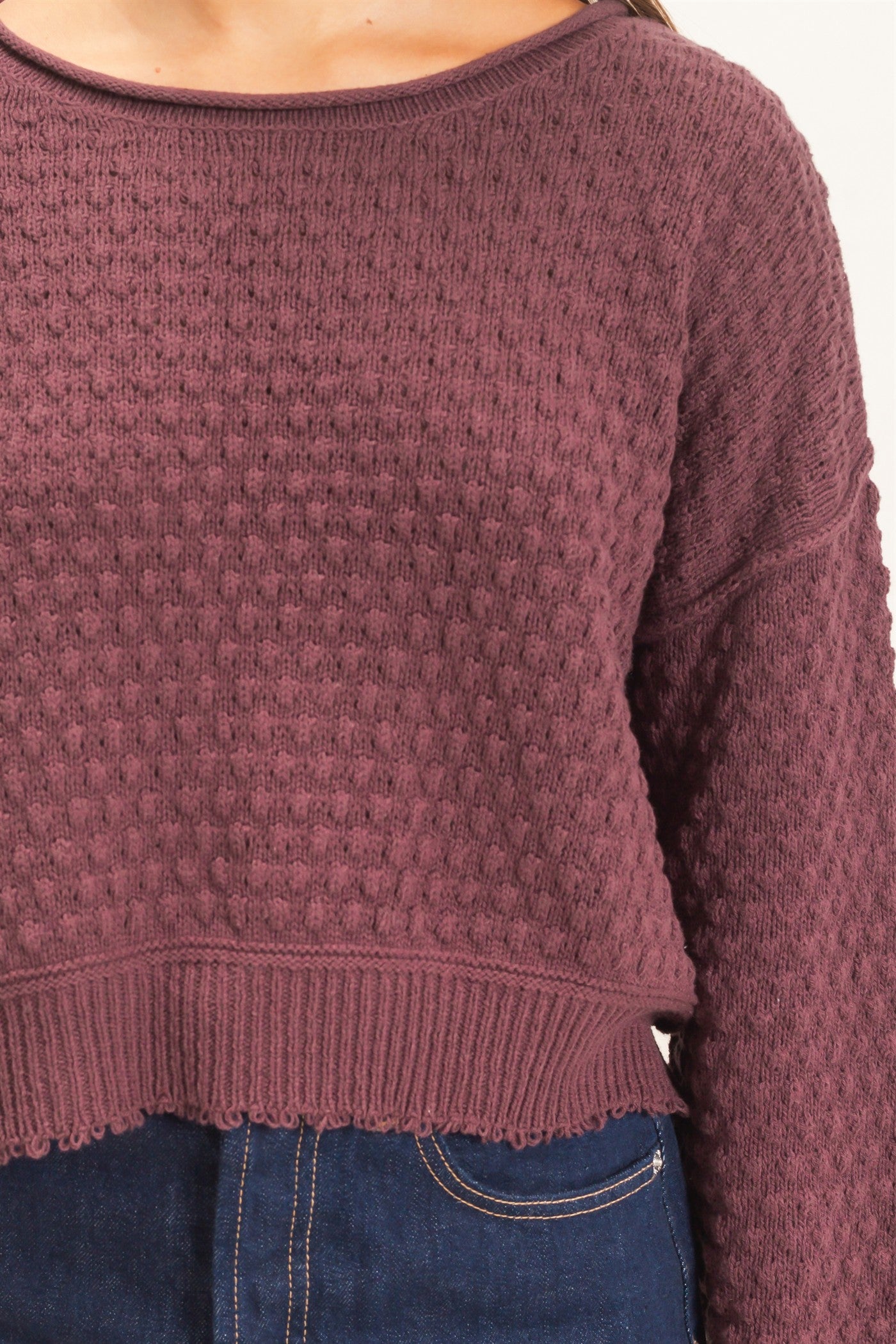 Wholesale Textured Boat Neck Sweater Sweaters DZ26E880 COCOA DOUBLE ZERO