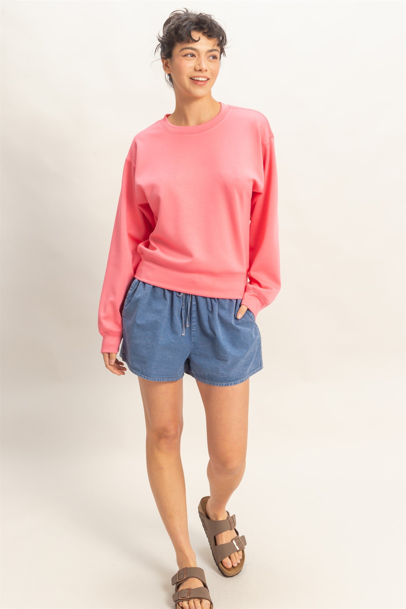 Wholesale Crew Neck Sweatshirt Sweatshirts DZ26C167 TAFFY PINK DOUBLE ZERO
