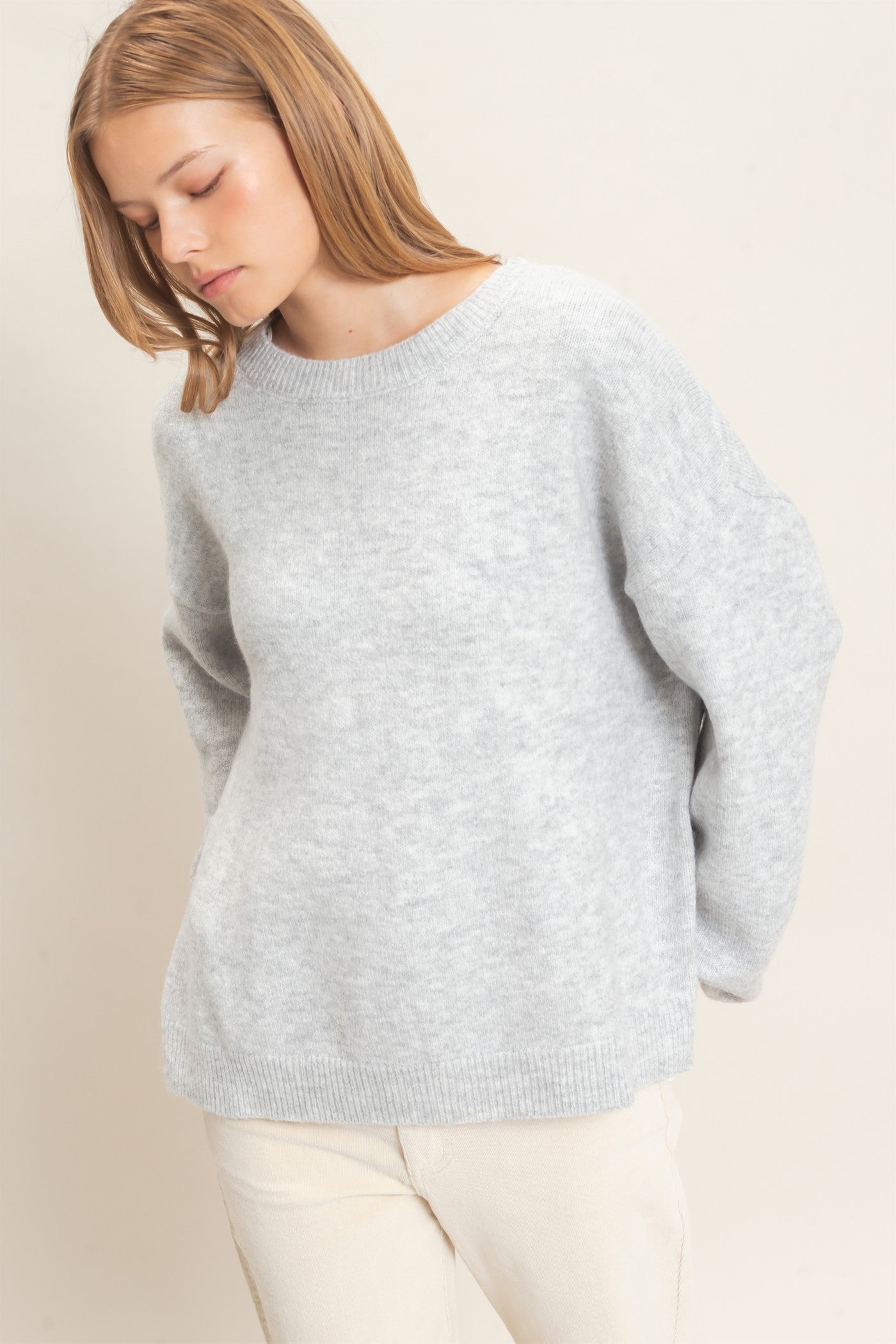 Wholesale Open Back Sweater With Organza Bows Sweaters HF26F149 SILVER GRAY HYFVE