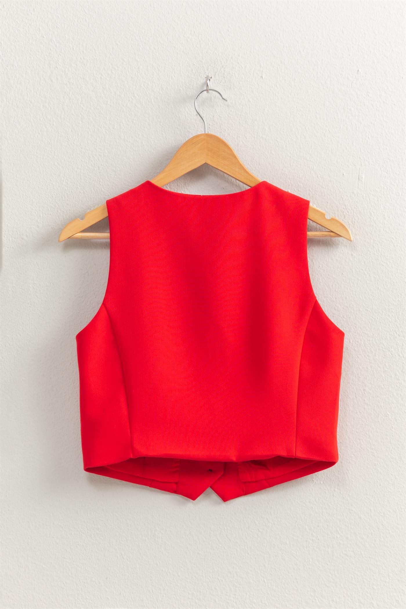 Wholesale Tailored Button-Down Vest Vests DZ25E126 RED DOUBLE ZERO