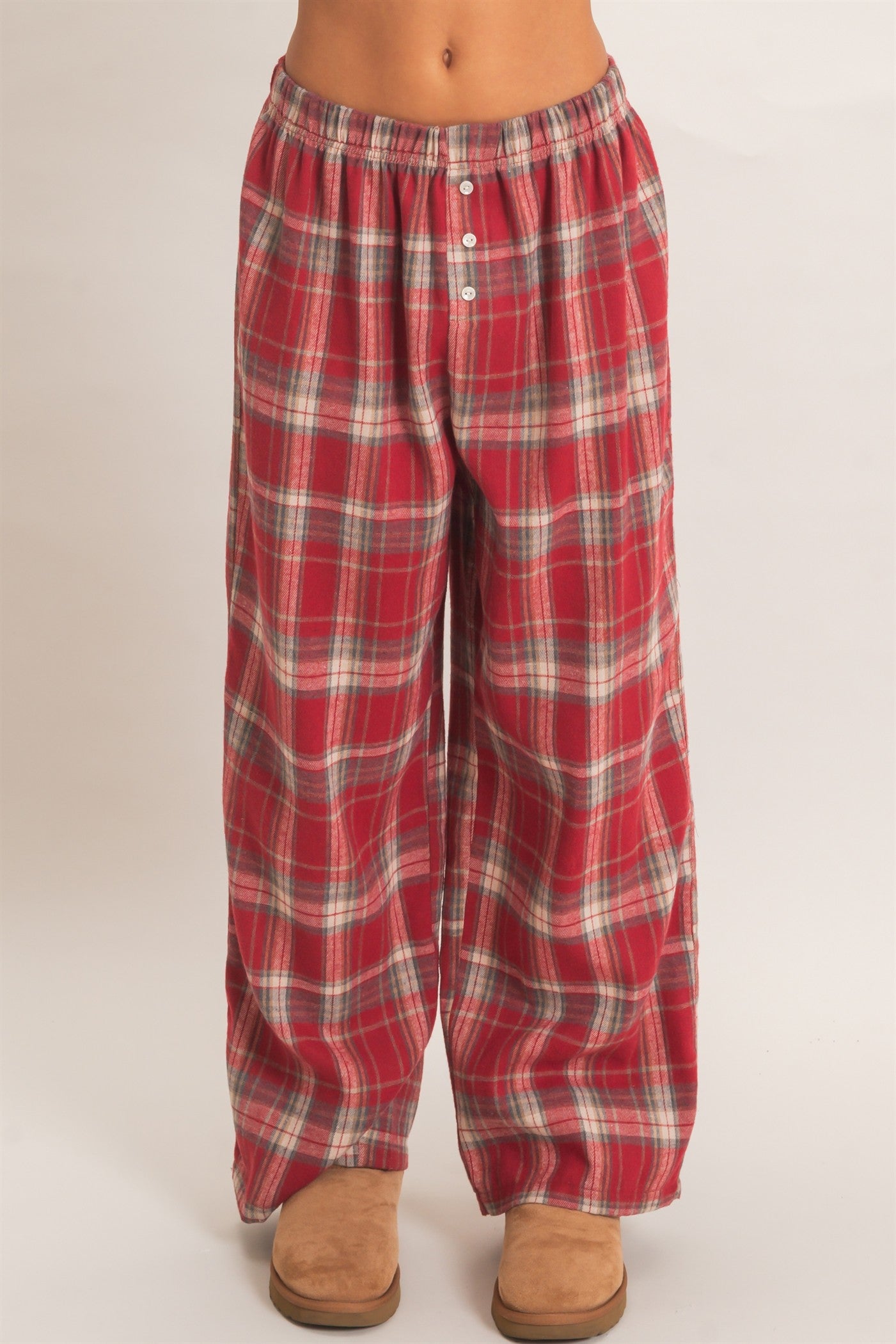 Wholesale Plaid Wide-Leg Pants Pants DZ26F271 RED DOUBLE ZERO