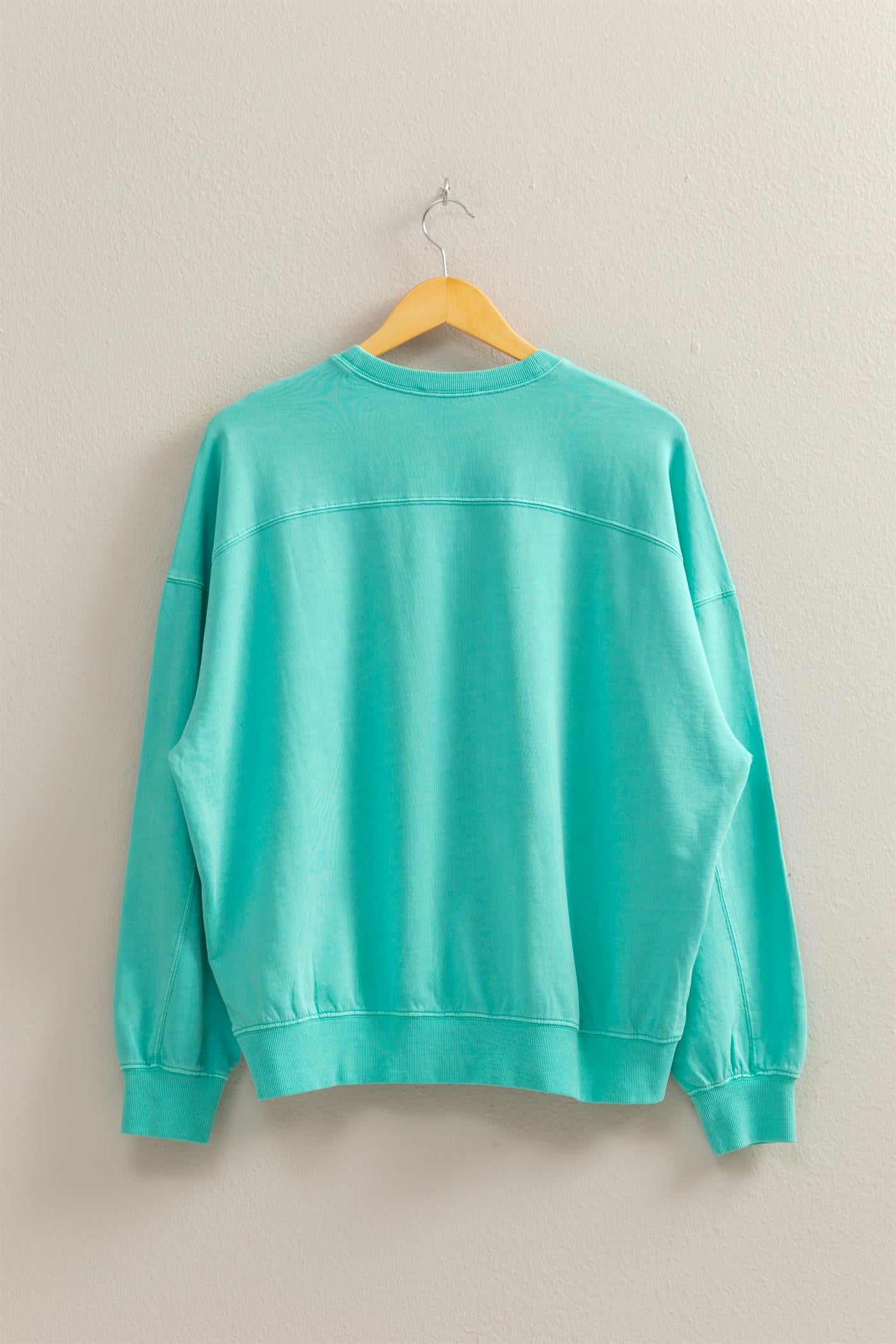 Wholesale Warm Long Sleeve French Terry Sweatshirt Sweatshirts DZ25C733 TURQUOISE HYFVE