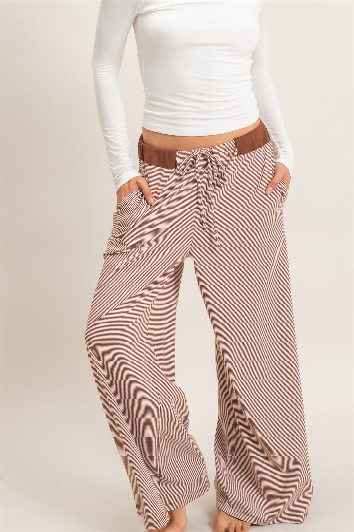 Wholesale Striped Wide-Leg Pants Pants HF26E818 BRICK HYFVE