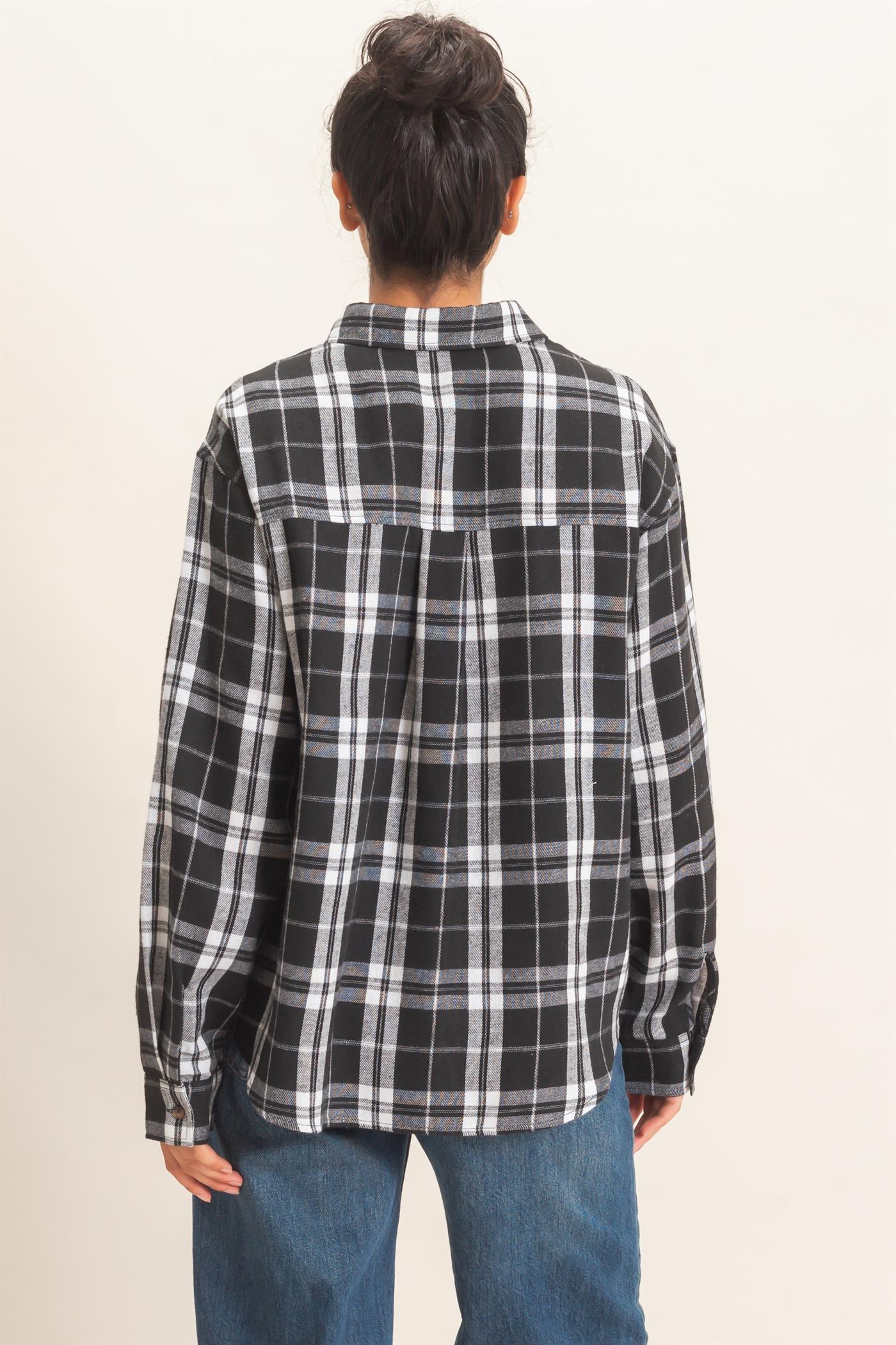 Wholesale Plaid Long Sleeve Shirt Shirts DZ26F275 BLACK DOUBLE ZERO