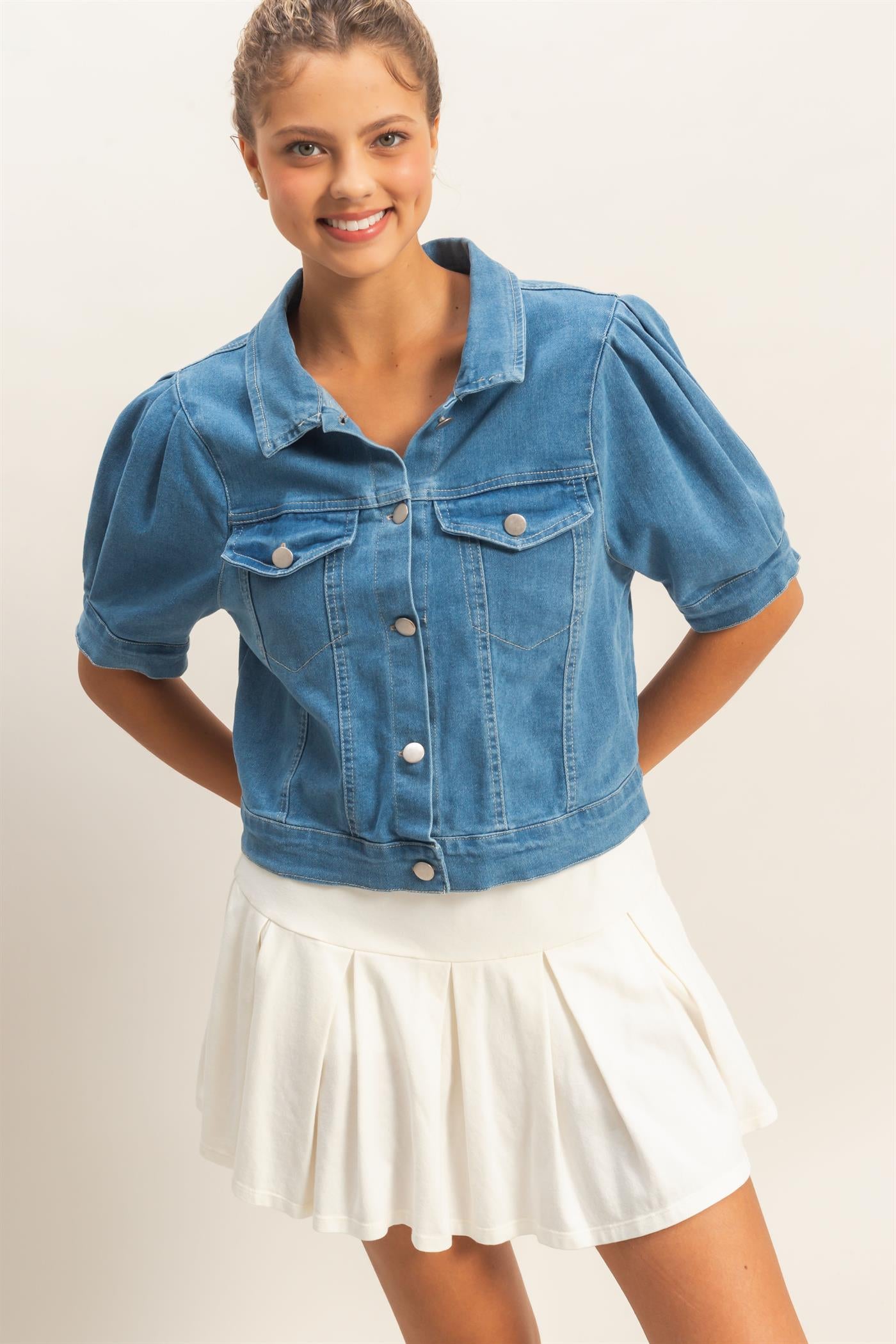 Wholesale Enzyme Washed Denim Jacket Clothing HF26A875 L.DENIM HYFVE