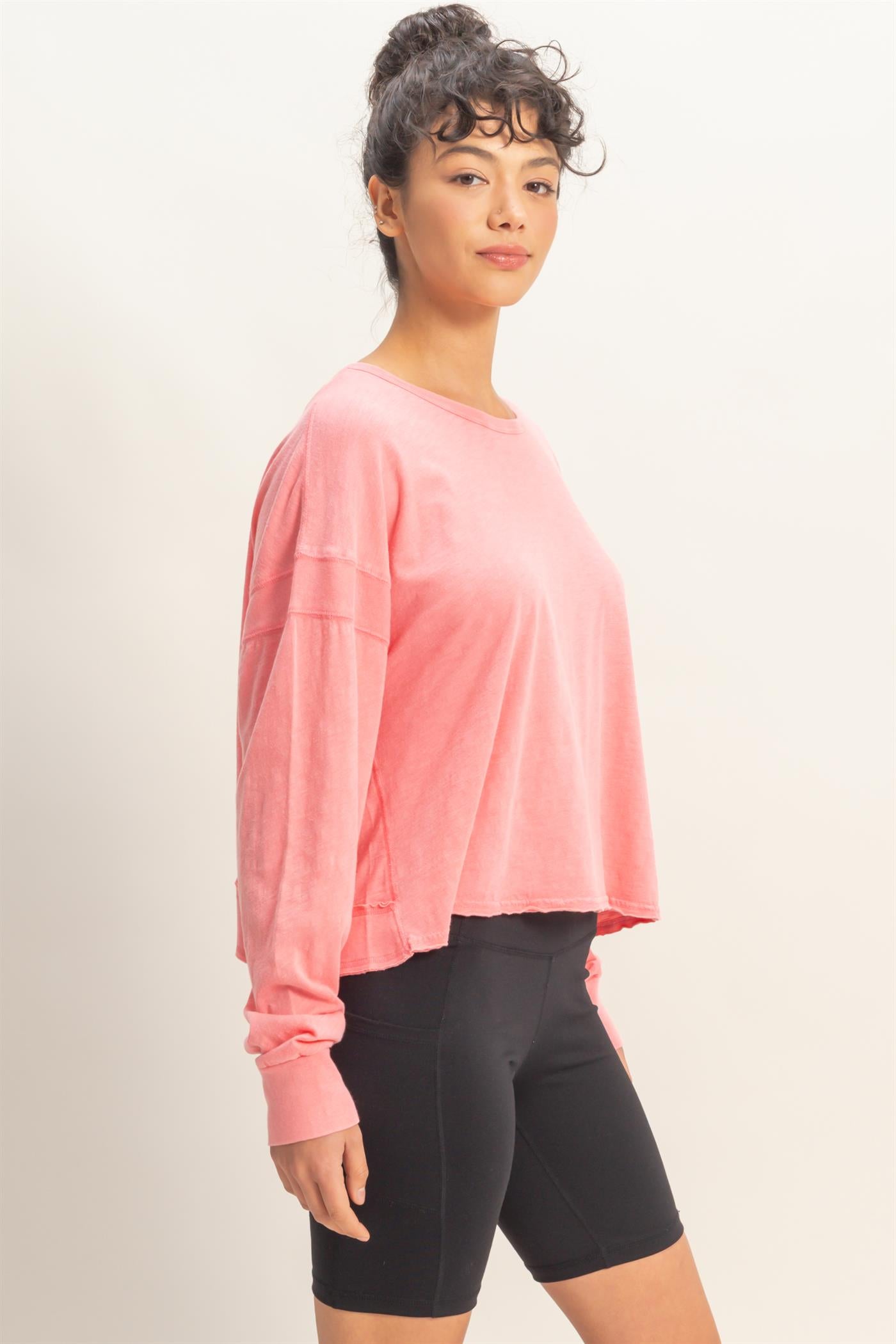 Wholesale Cross Detail Open Back Long-Sleeve Top Clothing Tops DZ26C731 TAFFY PINK DOUBLE ZERO