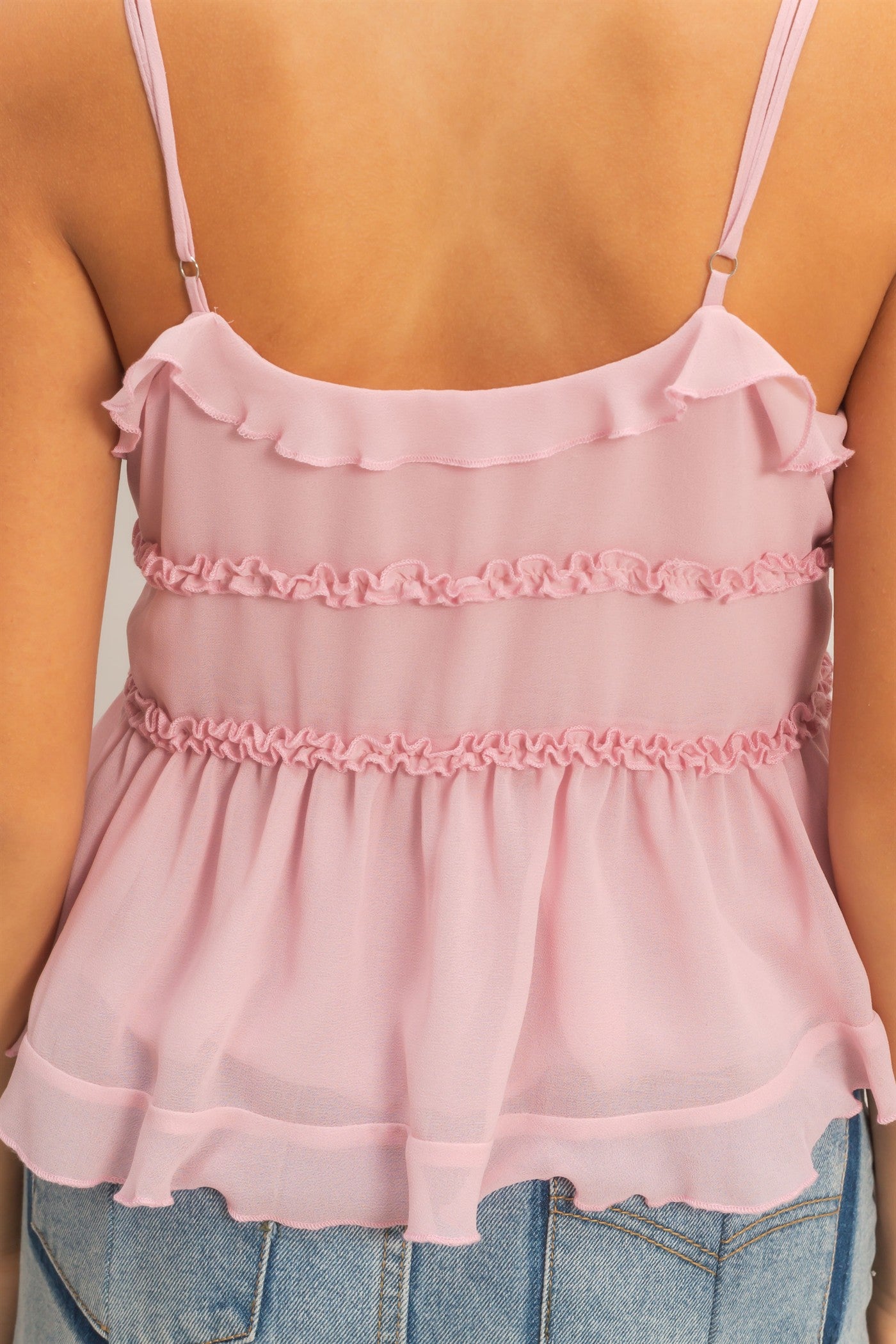 Wholesale Layered Tie-Front Camisole Top Clothing Tops HF26C321 BLUSH HYFVE