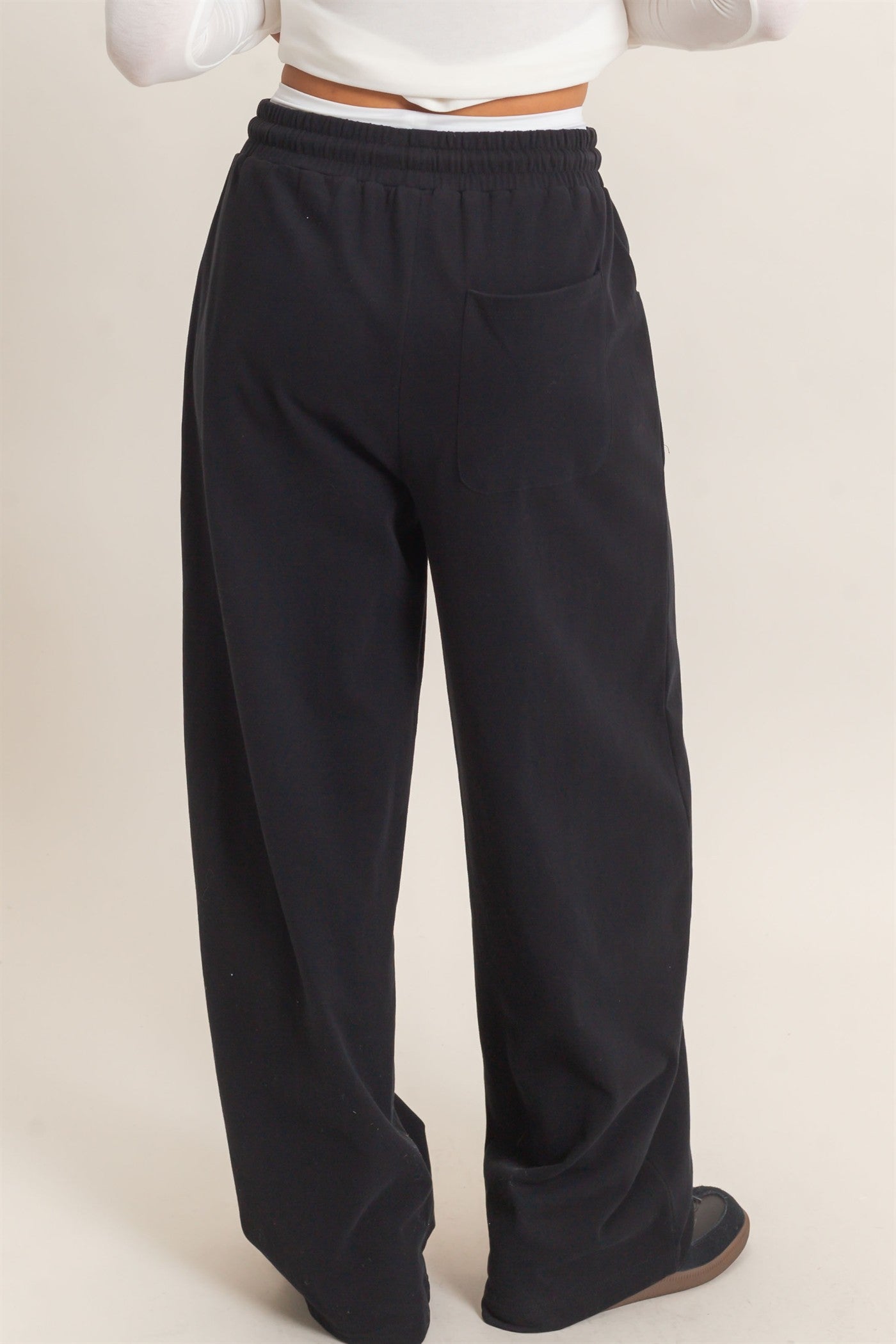 Wholesale Washed Barrel Sweatpants Pants DZ26E379 BLACK DOUBLE ZERO