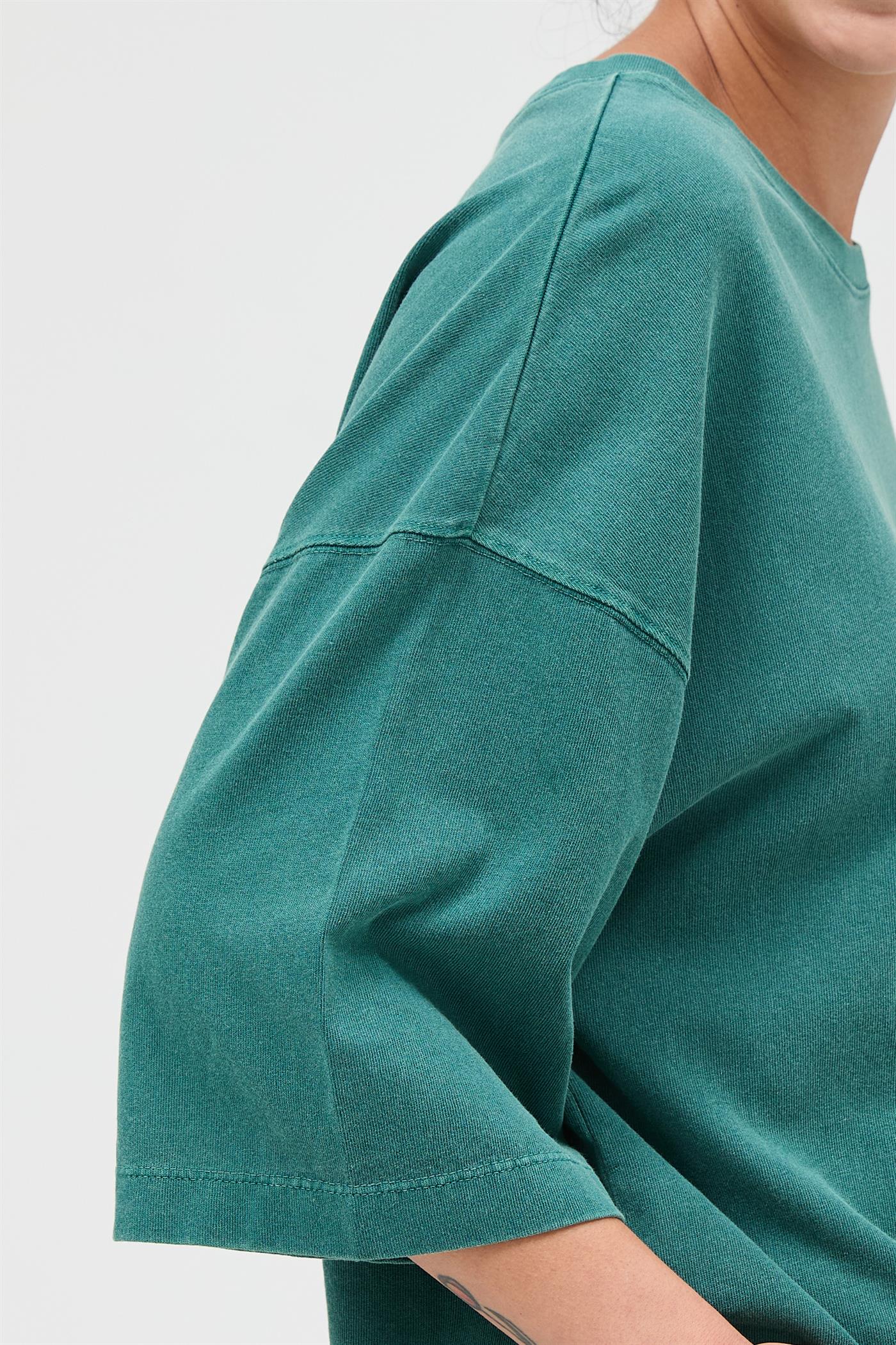 Wholesale Pigment Dye Oversized Half-Sleeve T-Shirt Clothing Tops DZ26A459 DARK TEAL DOUBLE ZERO