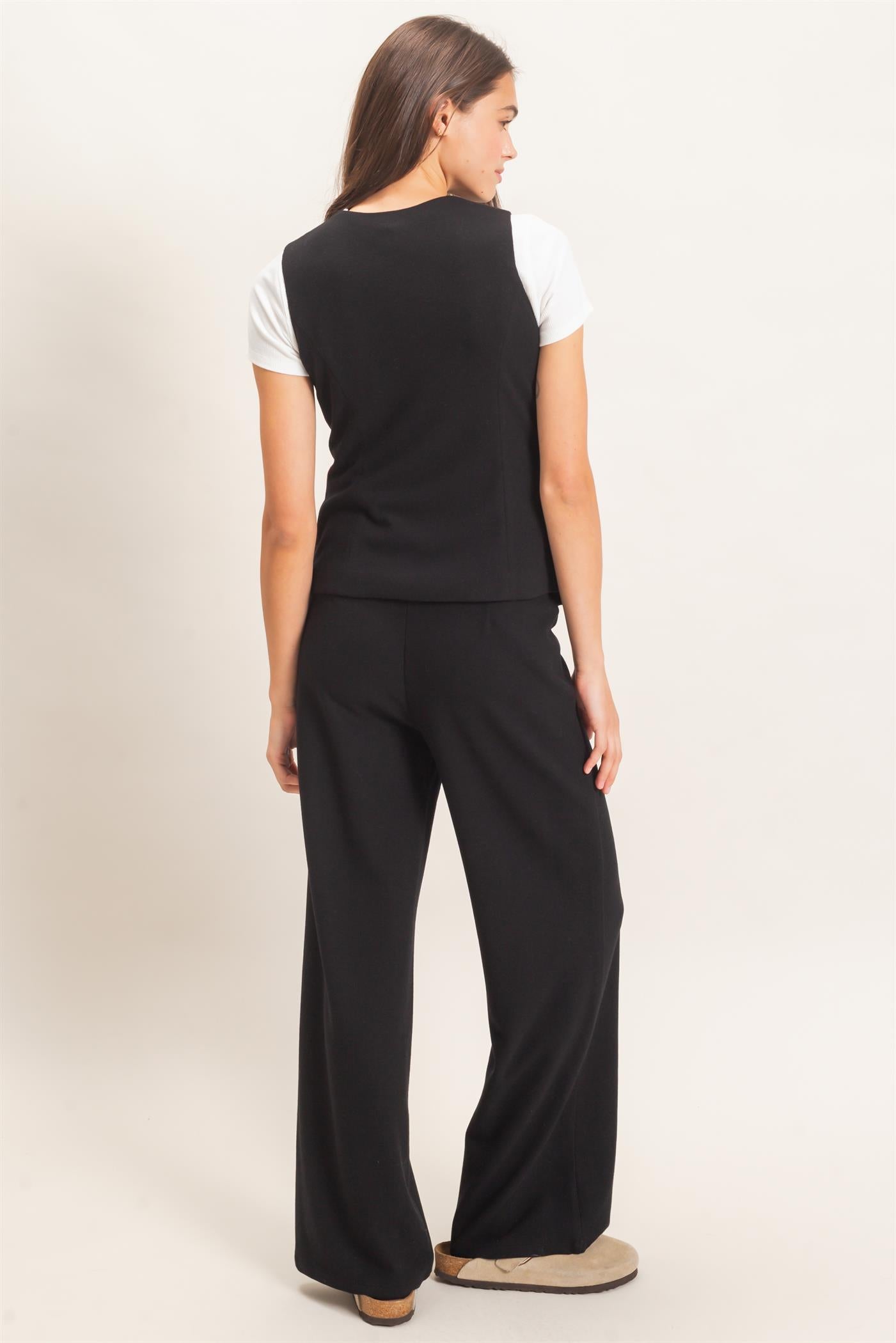 Wholesale Button-Up Vest And Pant Set Clothing HF26F226-SET-D BLACK HYFVE