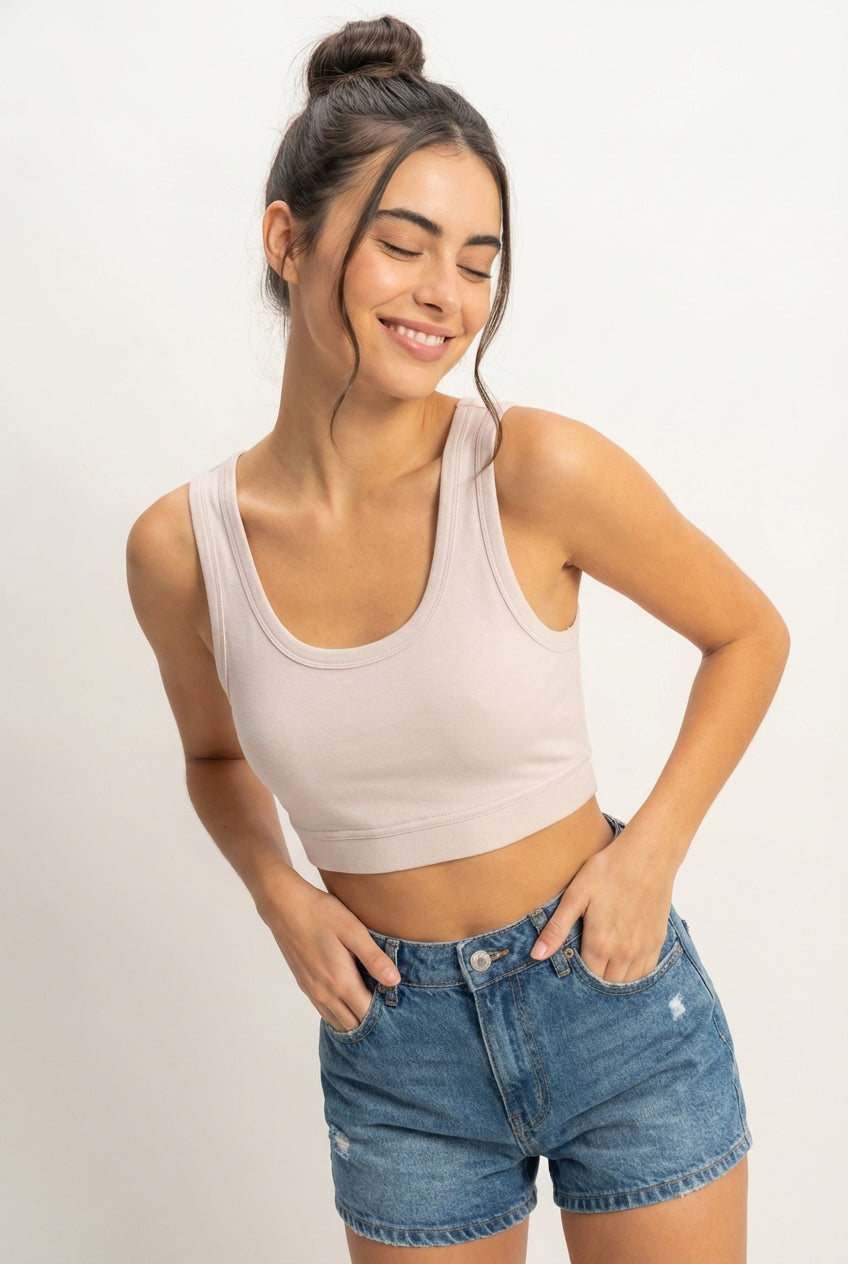 Wholesale Cropped Tank Top Clothing Tops DZ22E360 PASTEL VIOLET DOUBLE ZERO