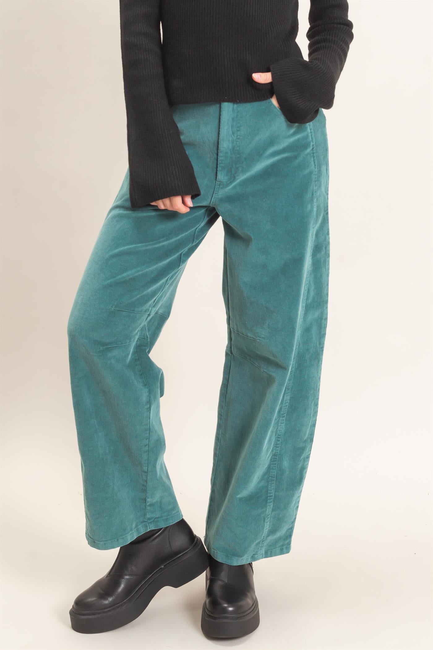 Wholesale Mineral Wash Wide-Leg Pants Pants HF26F238 GREEN HYFVE