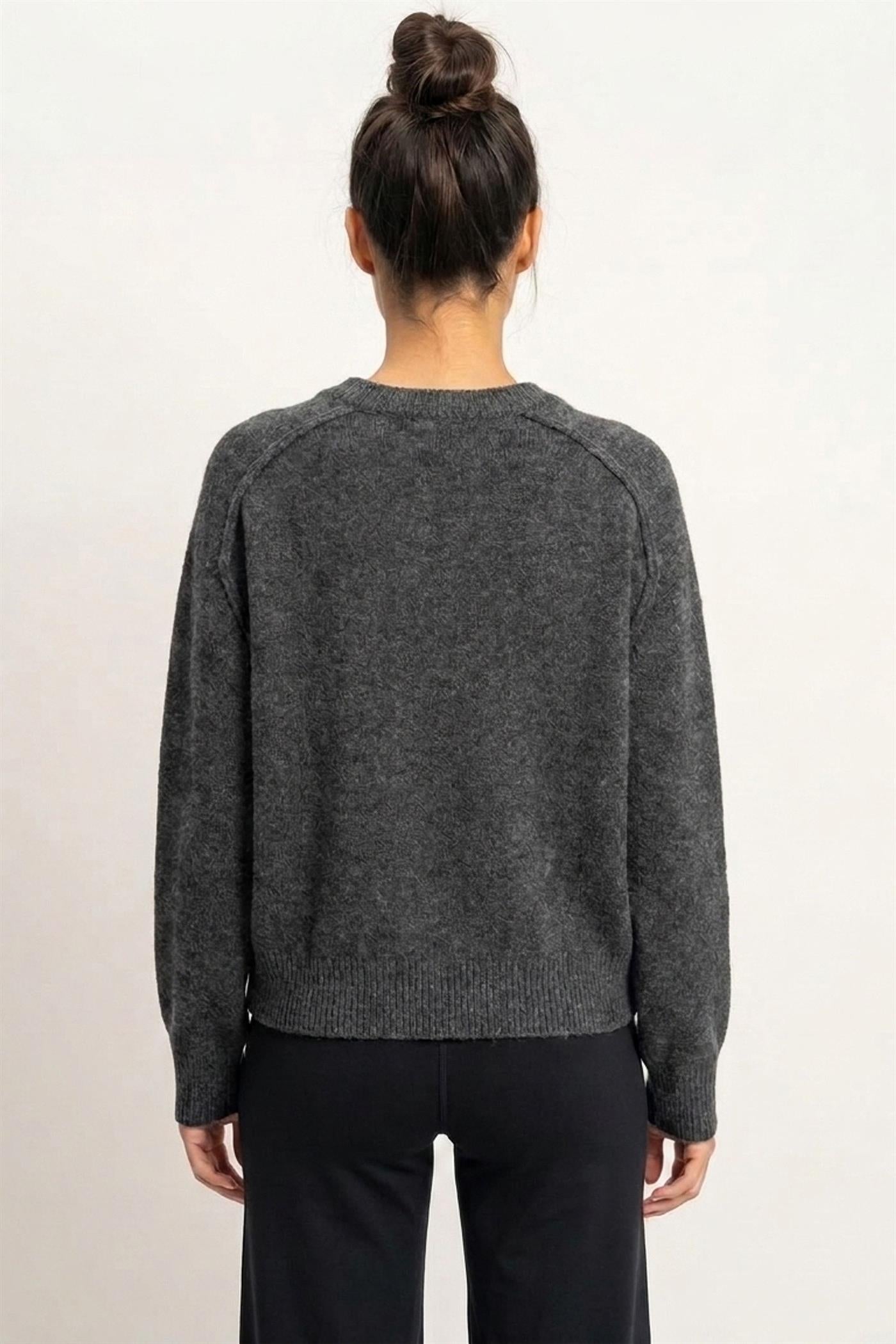 Wholesale Henley Sweater With Reverse Seams Sweaters DZ26F004 CHARCOAL DOUBLE ZERO