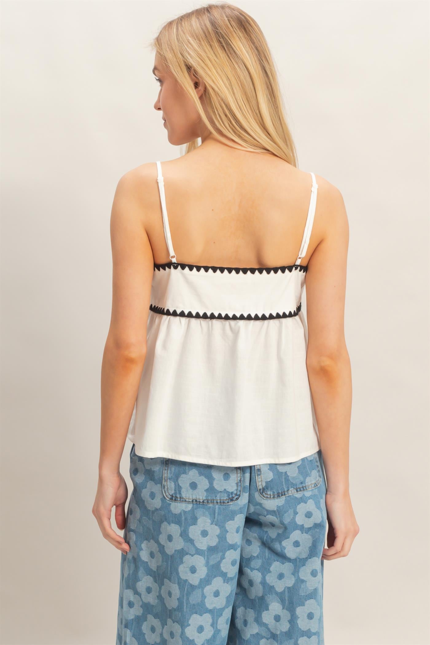 Wholesale Sleeveless Babydoll Top Blouses HF26A485 WHITE HYFVE