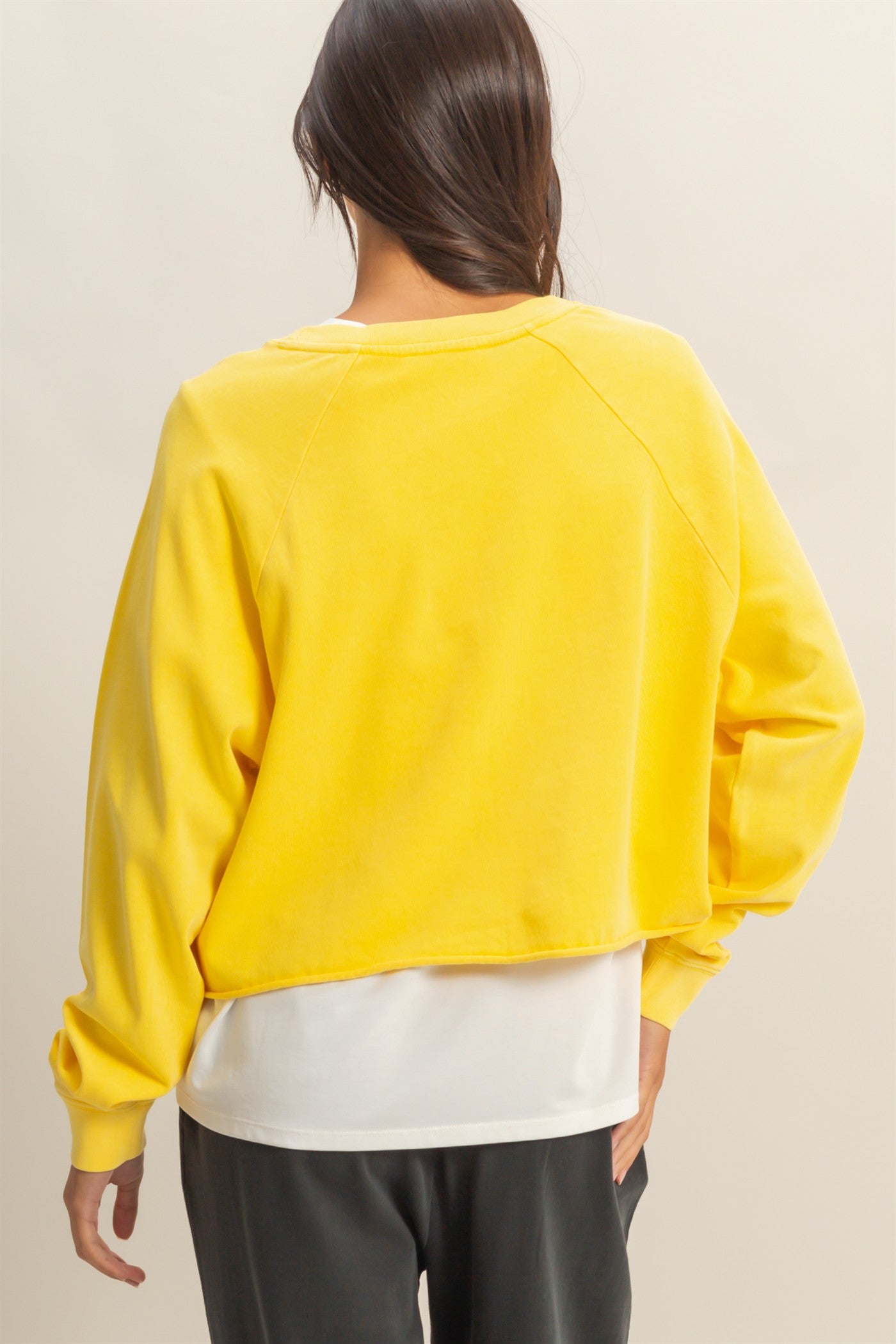 Wholesale Raglan Long Sleeve Top Clothing Tops DZ23G286 BANANA CREAM DOUBLE ZERO