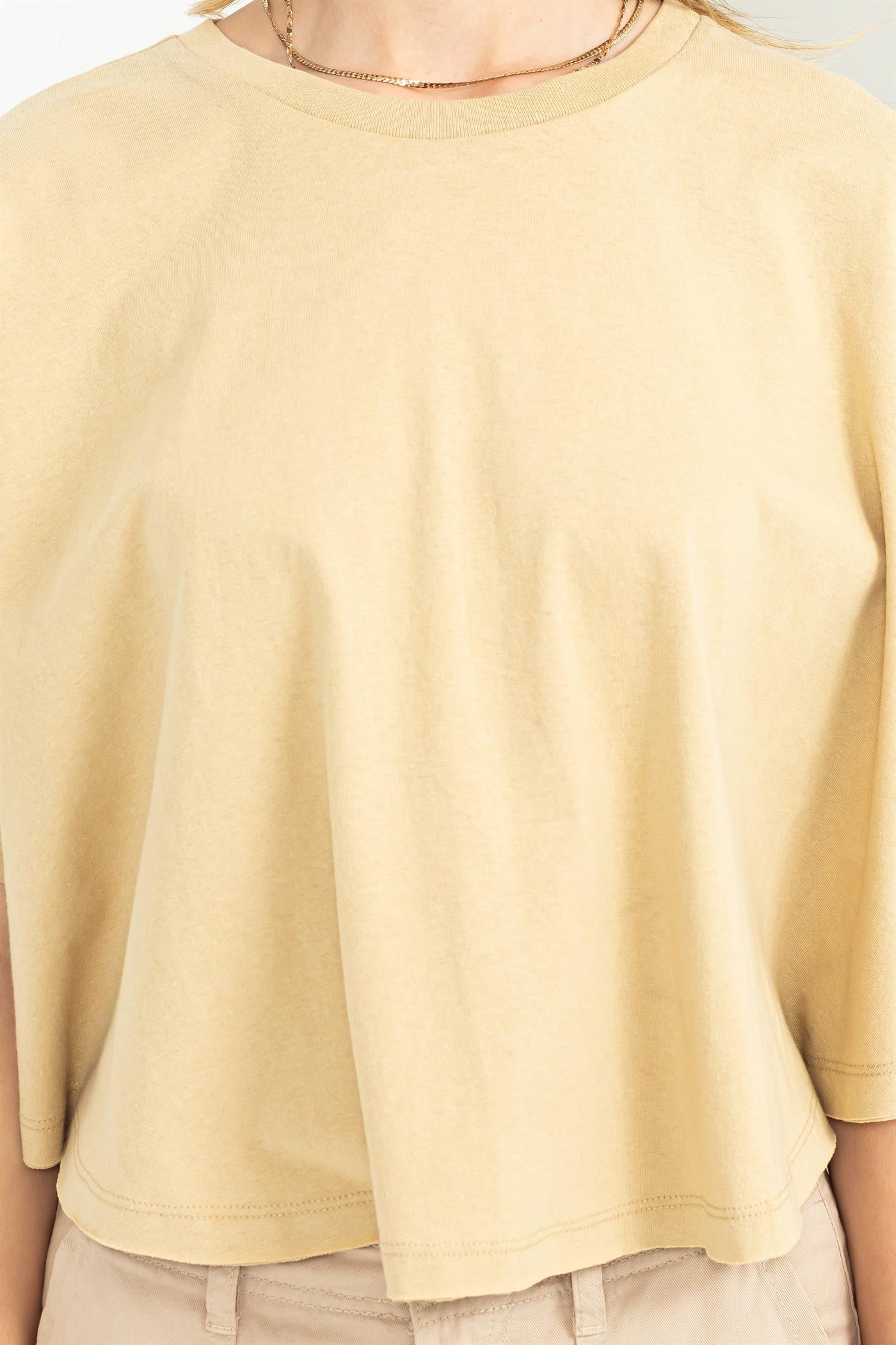 Wholesale Stay Easy Flutter Sleeve High-Low Top Clothing Tops DZ23C410 CAFFE LATTE DOUBLE ZERO
