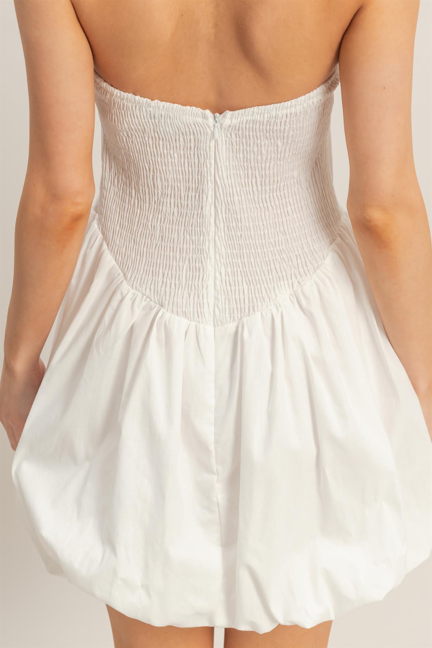 Wholesale Halter Bubble Hem Dress Dresses HF26A012 WHITE HYFVE