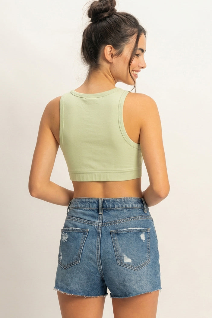 Wholesale Cropped Tank Top Clothing Tops DZ22E360 PASTEL GREEN DOUBLE ZERO