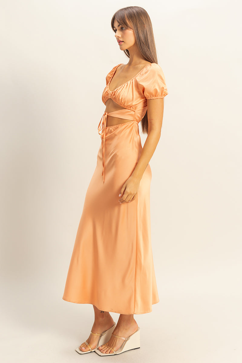 Wholesale Front Tie Maxi Dress Dresses FS22E780 L.ORANGE HYFVE