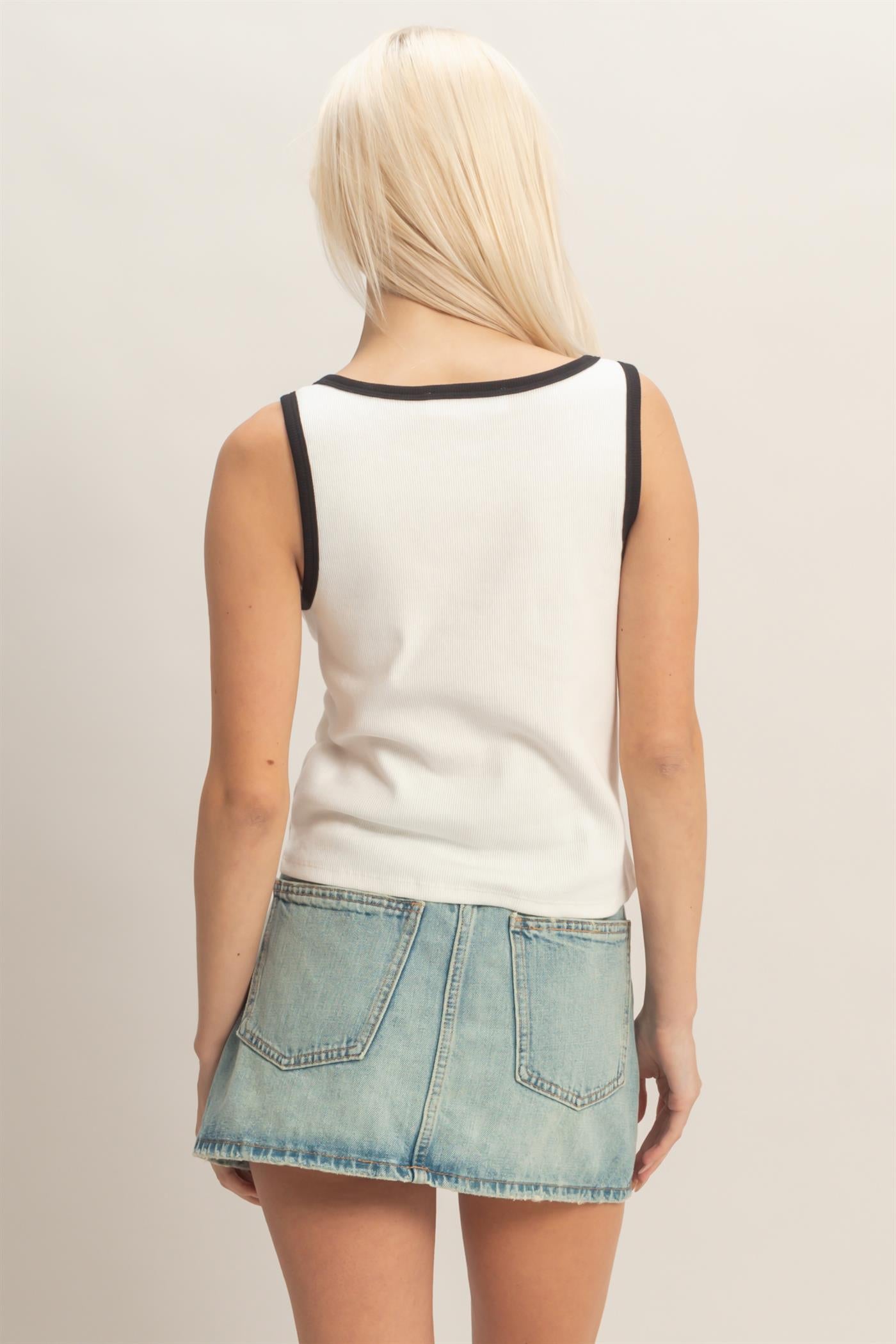 Wholesale Scoop Neck Buckle Strap Tank Top Tank Tops DZ26C345 OFF WHITE DOUBLE ZERO