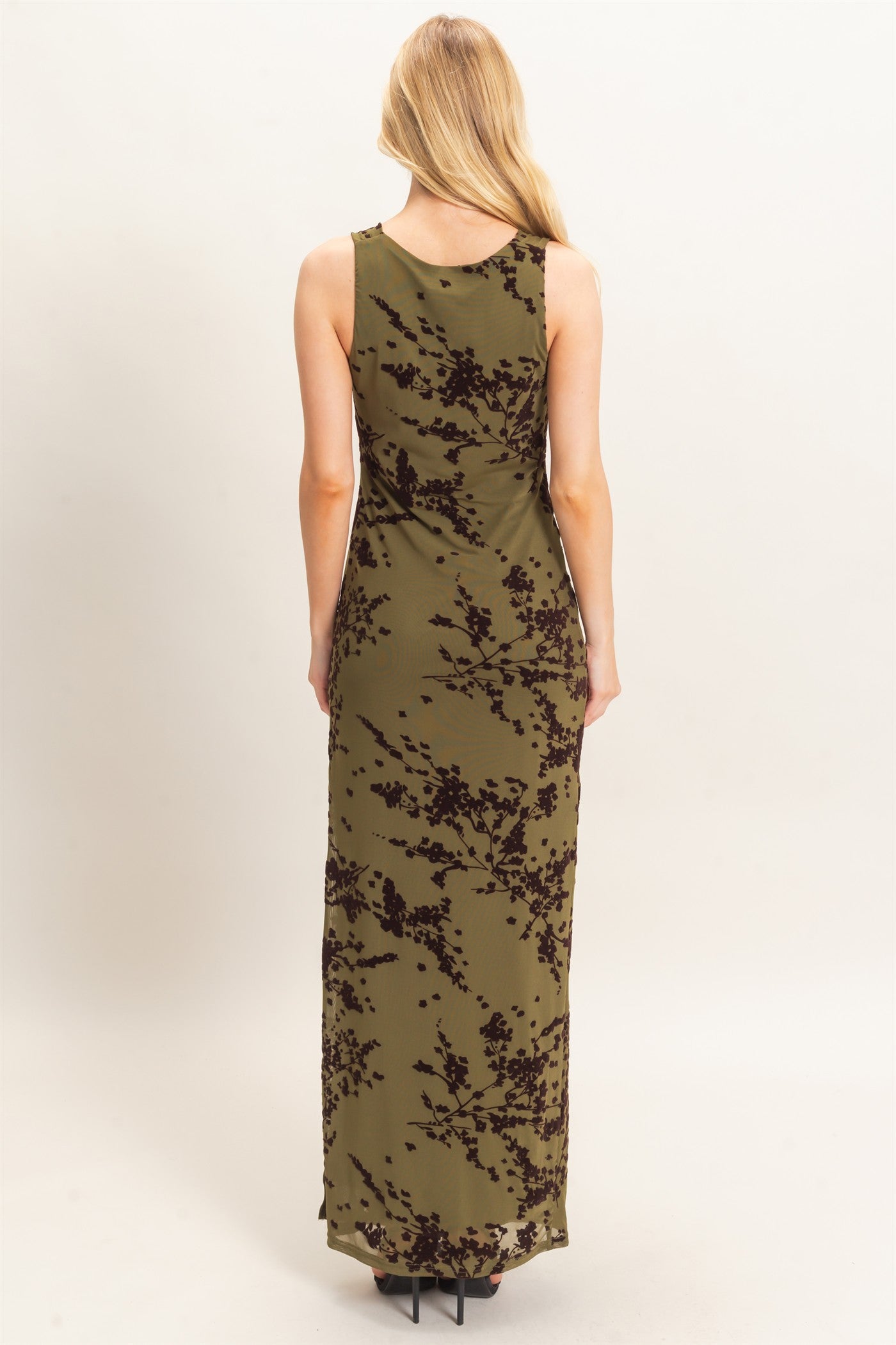 Wholesale Draped Cowl Neck Sleeveless Dress Dresses HF26C728 OLIVE HYFVE