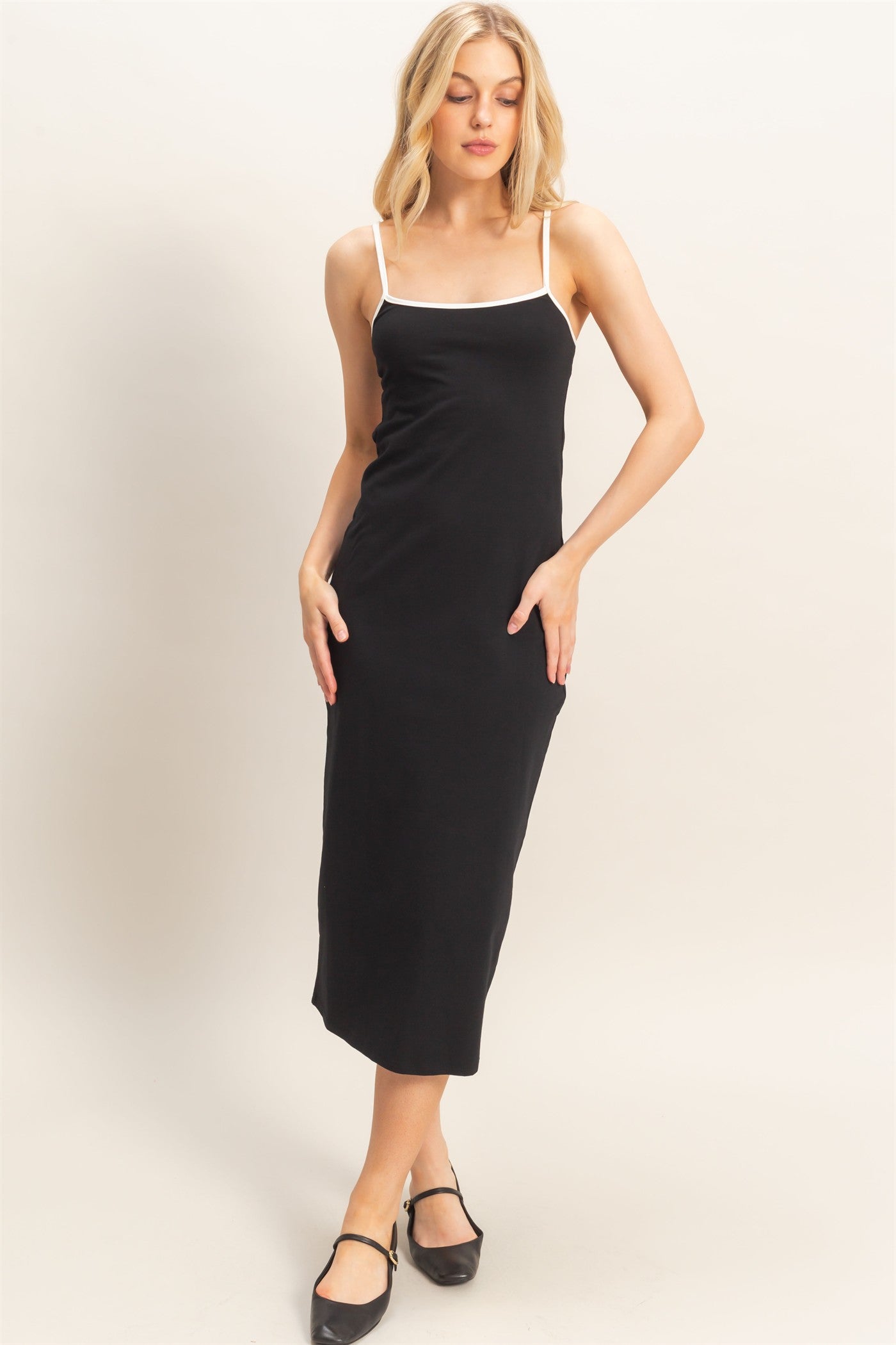 Wholesale Spaghetti Strap Bodycon Dress Dresses HF26A637 BLACK HYFVE