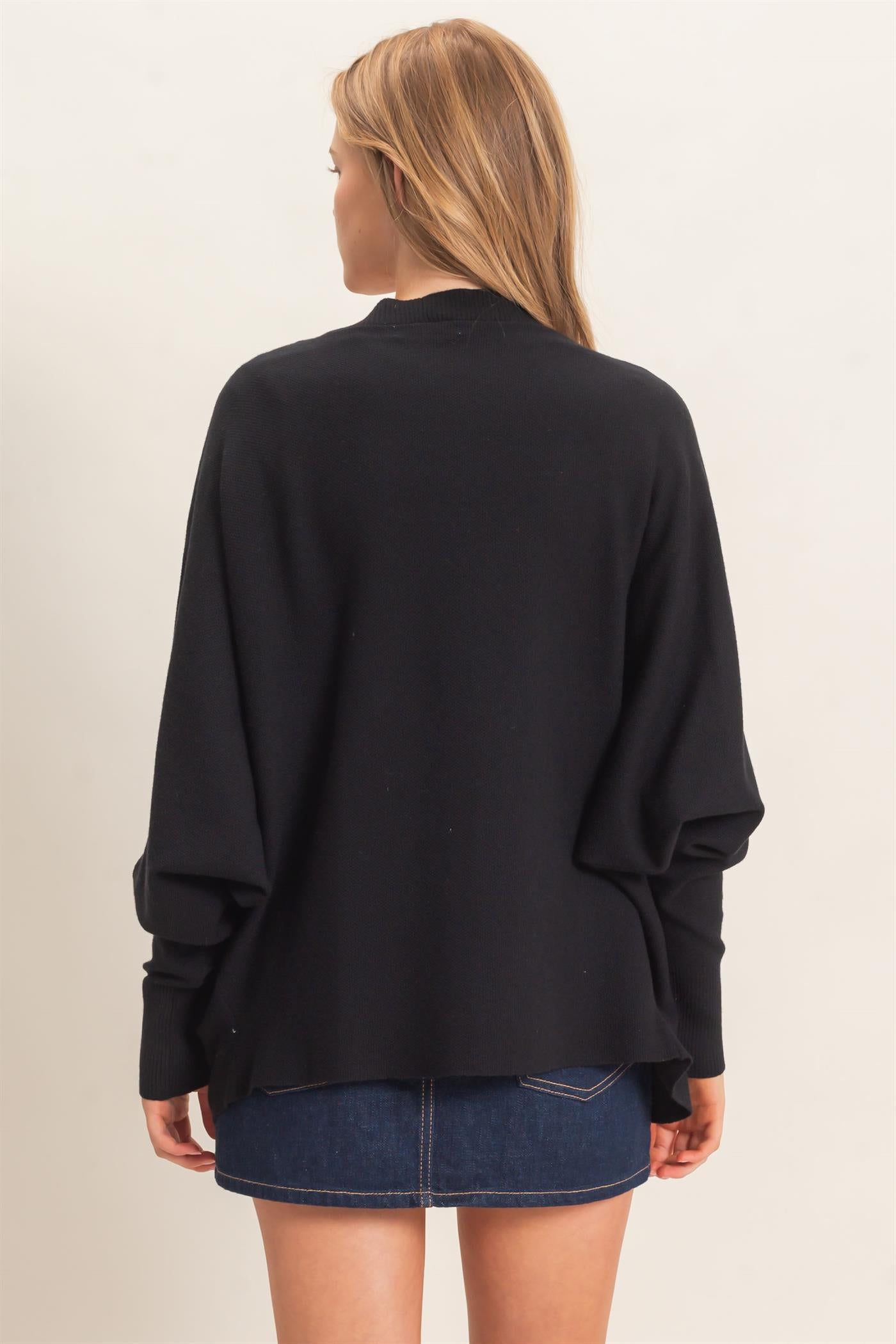 Wholesale Open Front Knit Cardigan Cardigans HF26E834 BLACK HYFVE